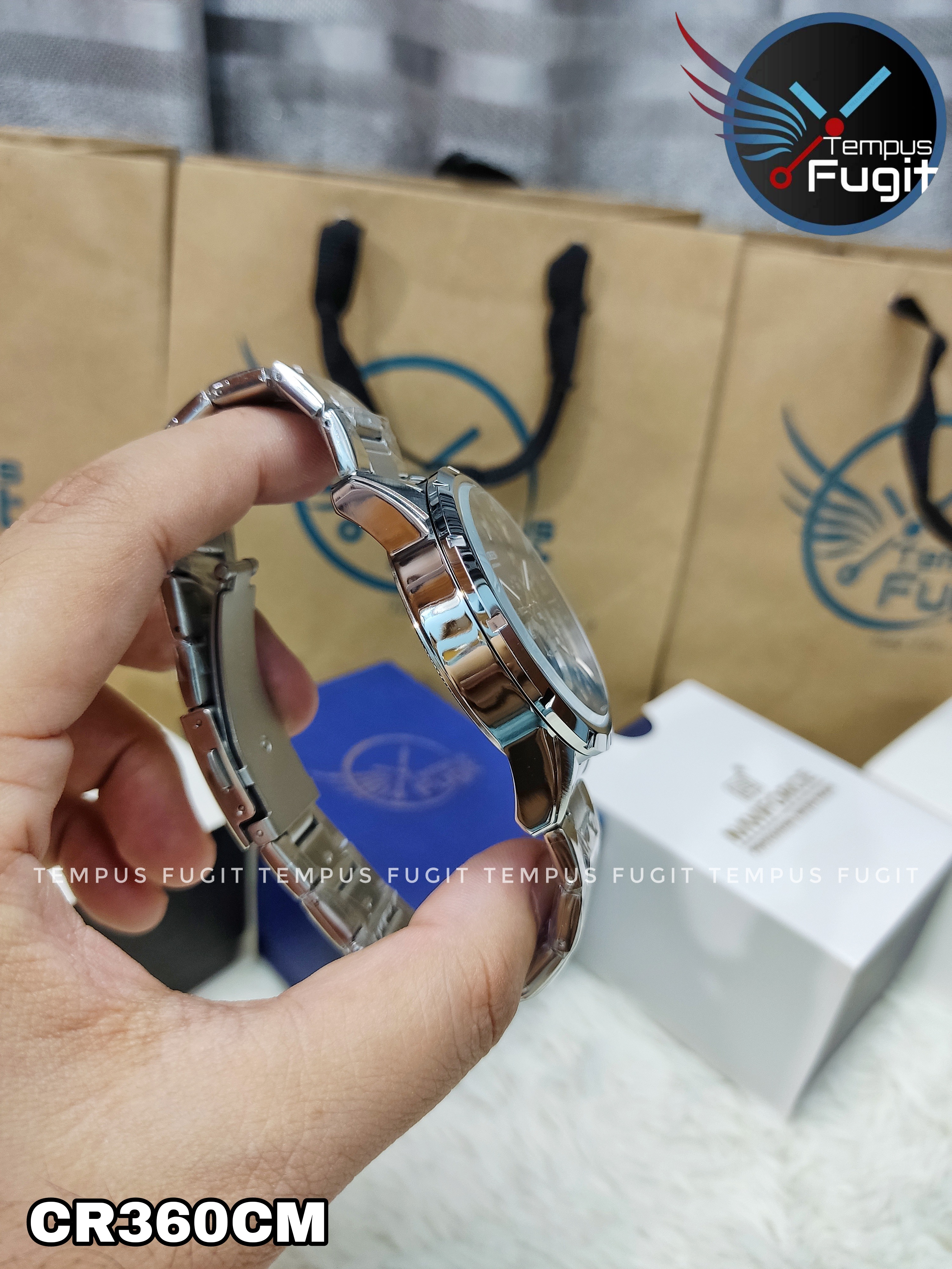 Curren 8355 Gents Chain Watch- Blue Dial- Silver Bezel- Silver Chain- TF Code CR360CM_img_9