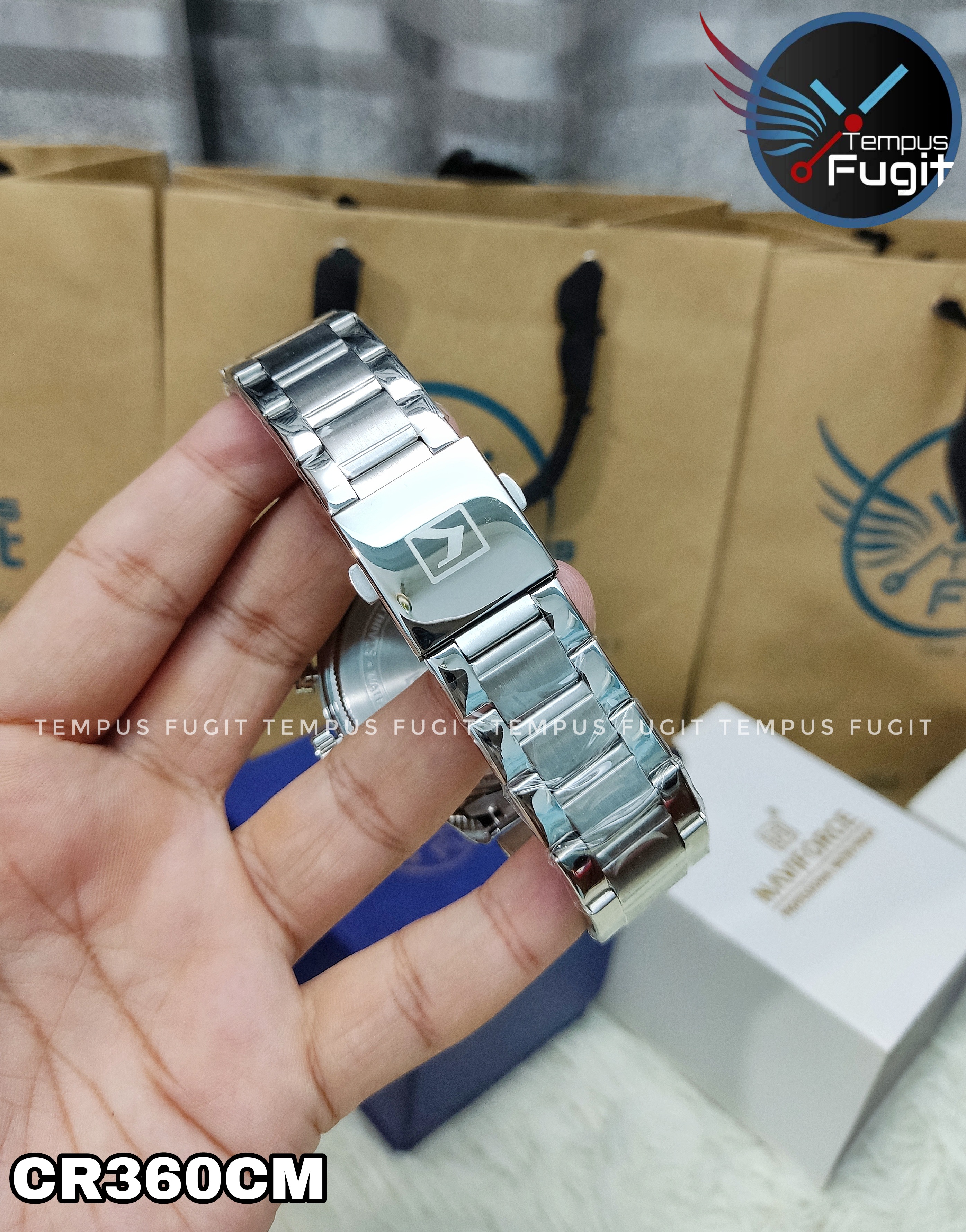 Curren 8355 Gents Chain Watch- Blue Dial- Silver Bezel- Silver Chain- TF Code CR360CM_img_10