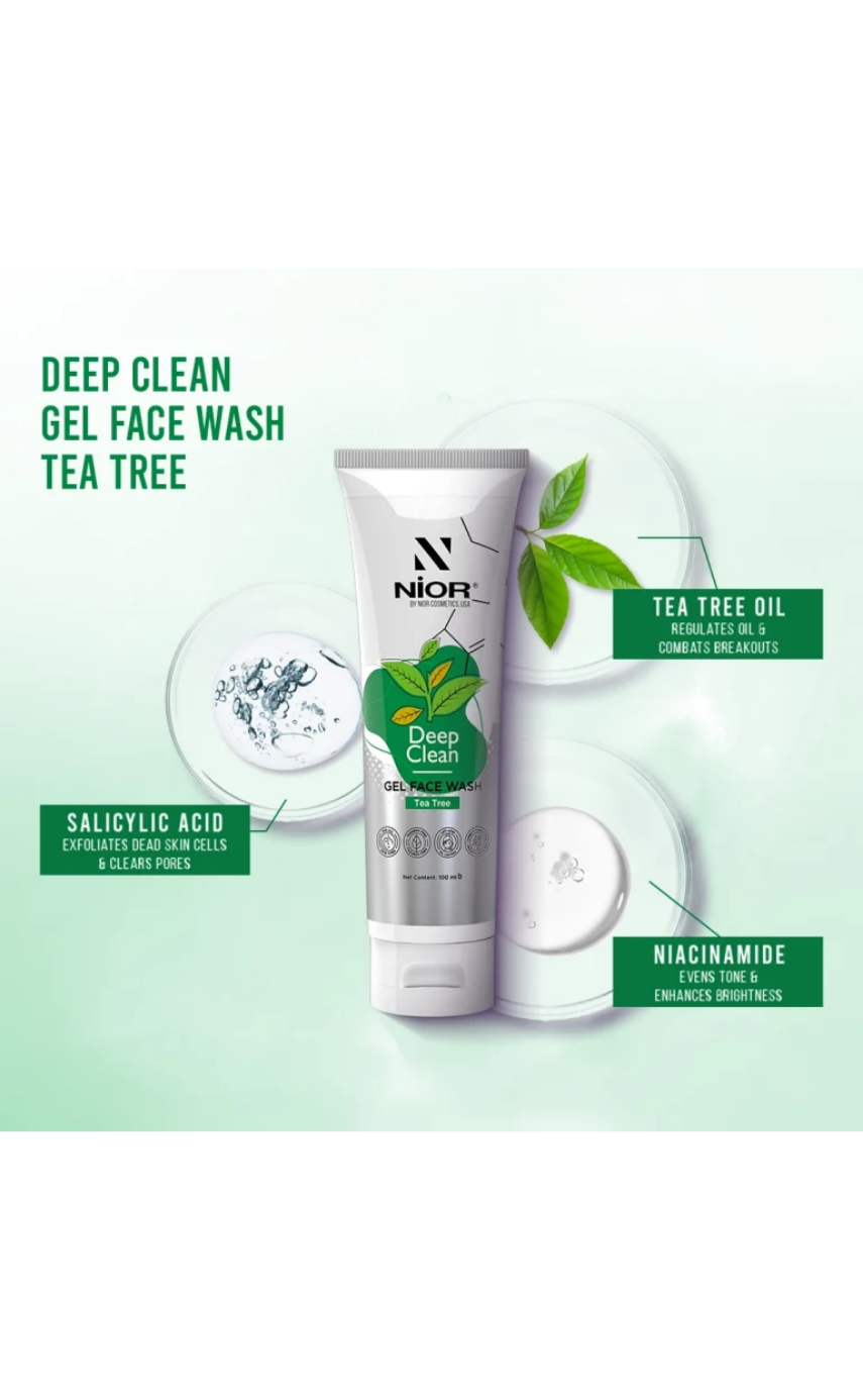 NIOR Deep Clean Gel Face Wash Tea-Tree 100ml - Image 3