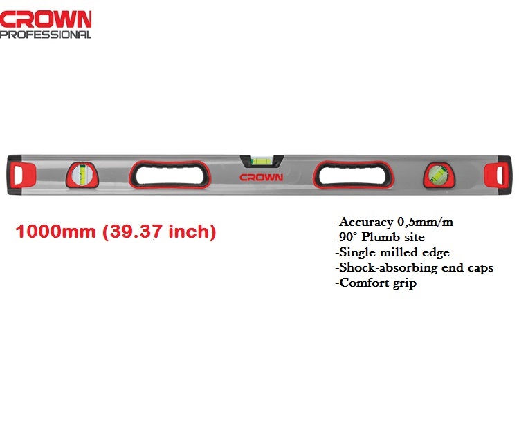 CROWN Professional Spirit level ( 1000mm | 1200mm ), Blisters 3,Non Magnetic; CPHML-SPA10 | CPHML-SPA12