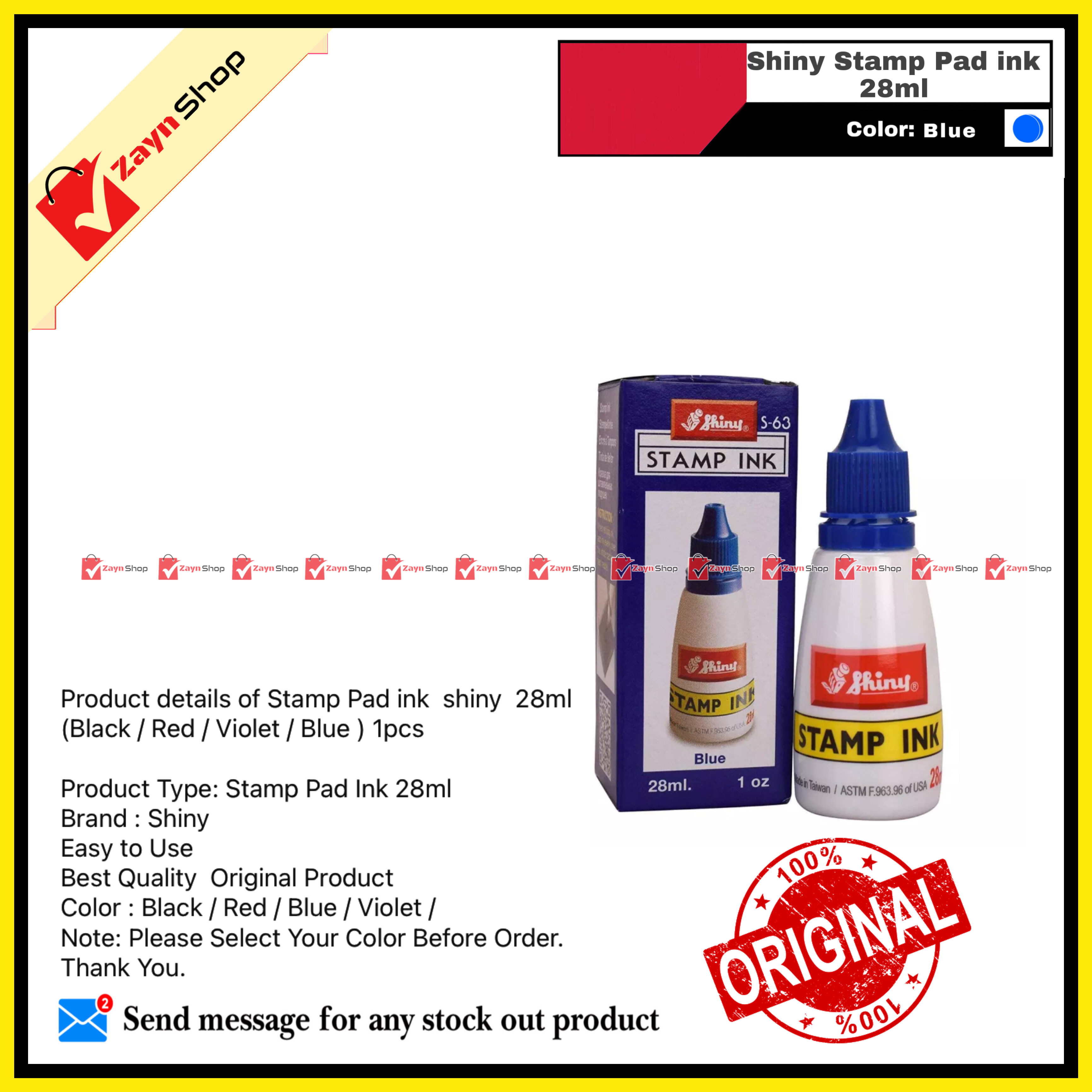 Shiny Stamp Pad ink 28ml Blue 1pcs_img_0