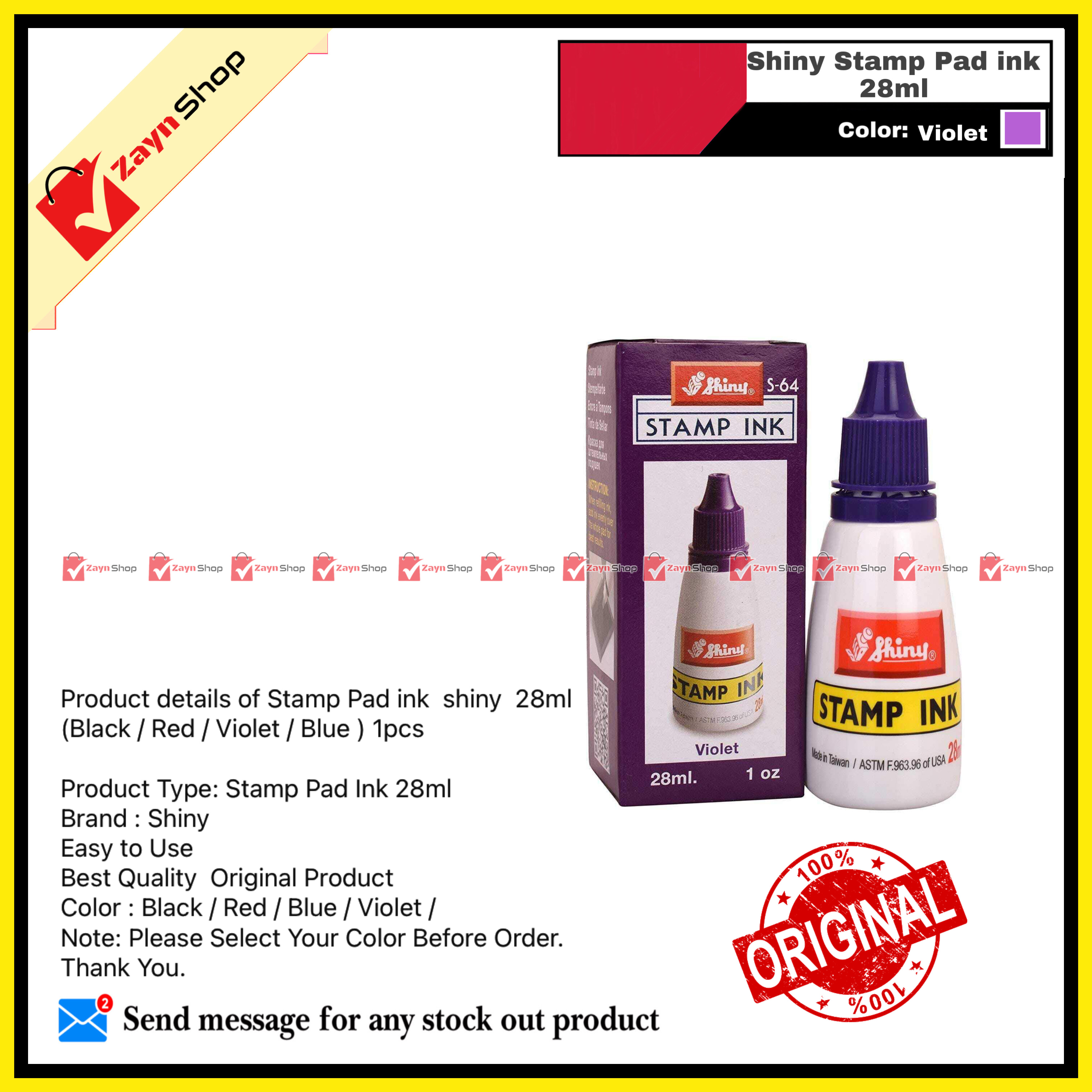 Shiny Stamp Pad ink 28ml Violet 1pcs_img_0