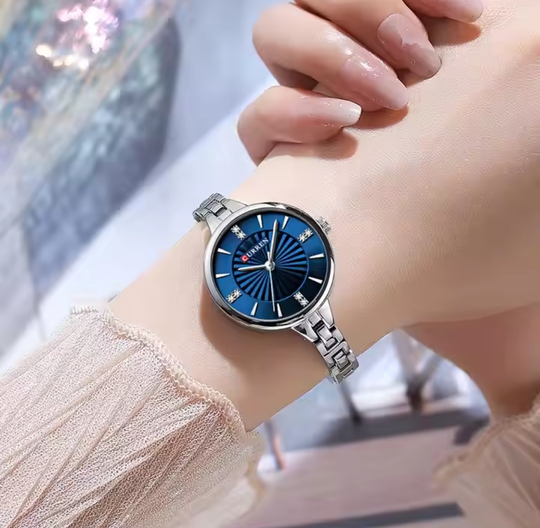 Curren 9097 Ladies Chain Watch- Blue Dial- Silver Bezel- Silver Chain- TF Code CR898CF_img_1