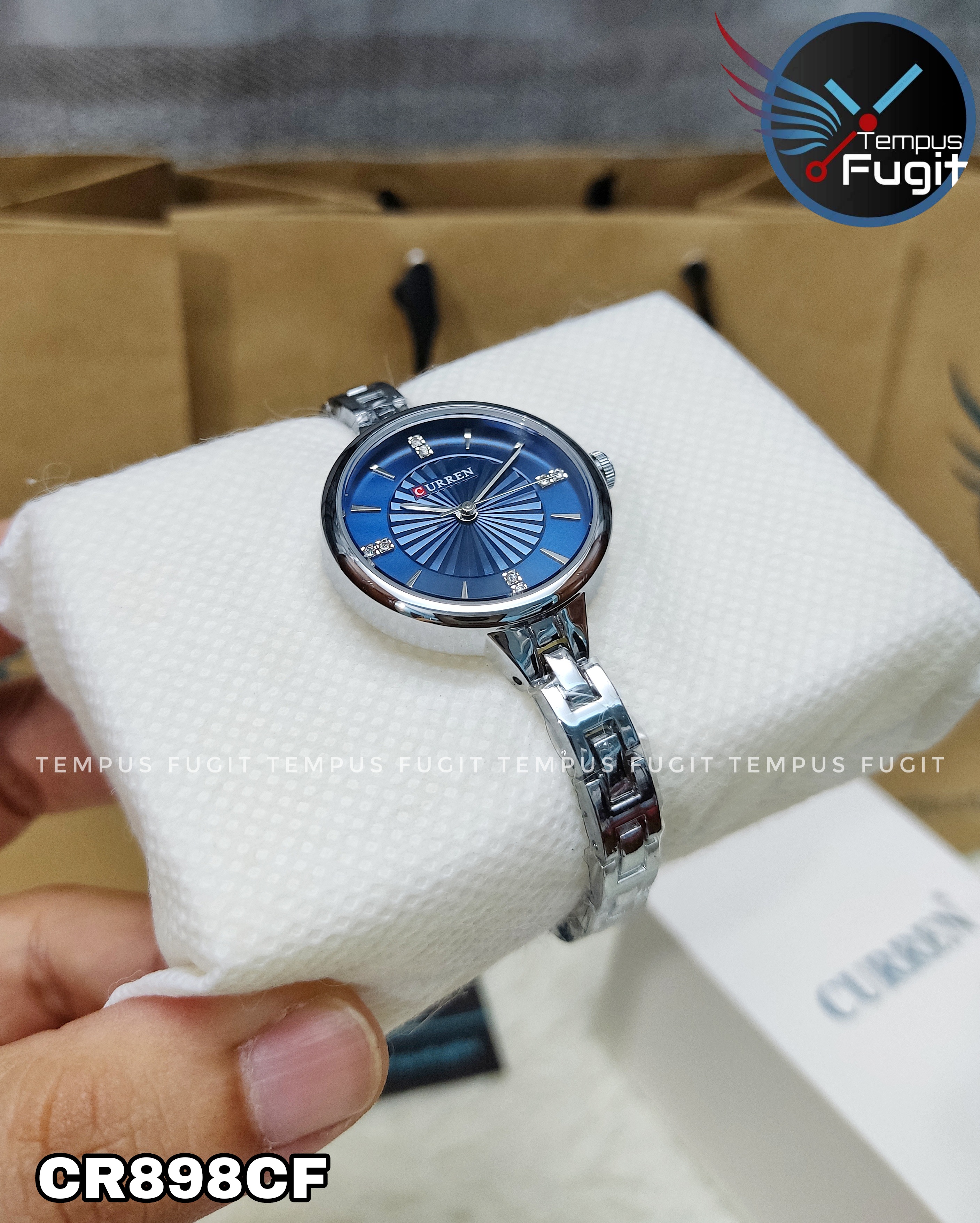 Curren 9097 Ladies Chain Watch- Blue Dial- Silver Bezel- Silver Chain- TF Code CR898CF_img_6