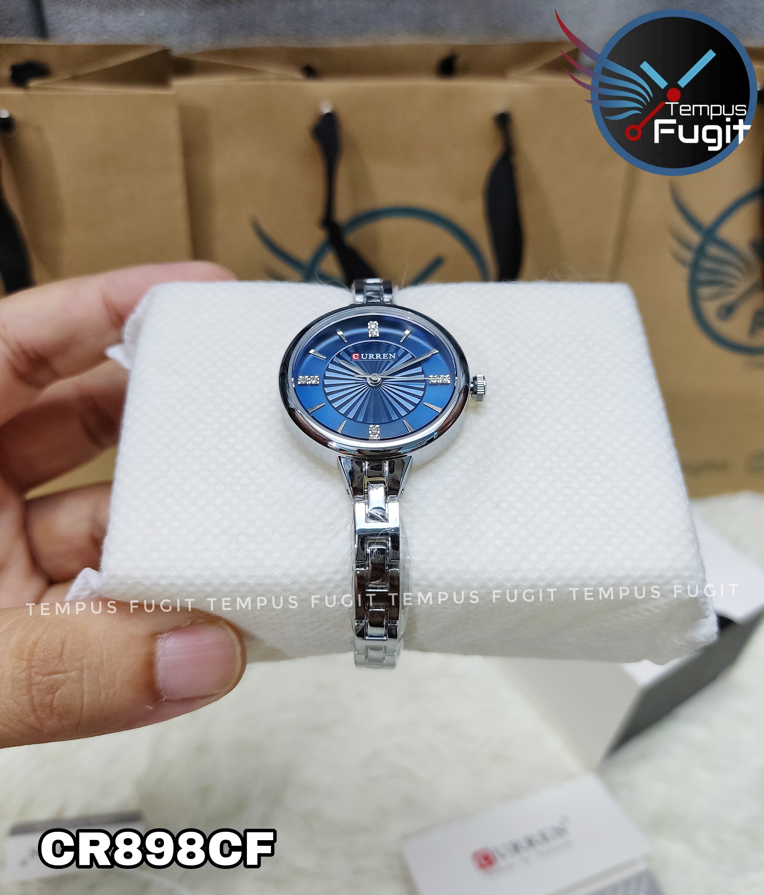 Curren 9097 Ladies Chain Watch- Blue Dial- Silver Bezel- Silver Chain- TF Code CR898CF_img_7