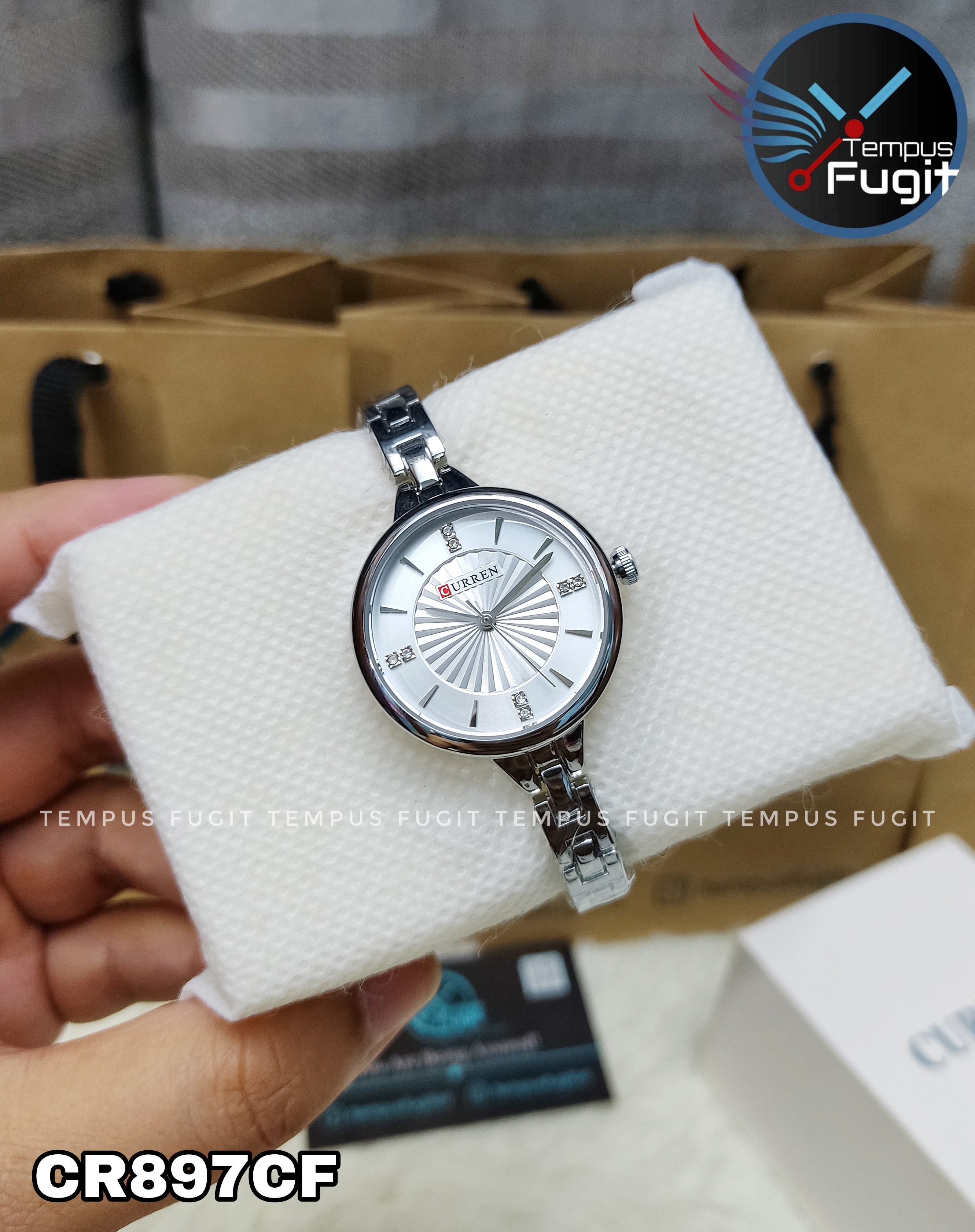 Curren 9097 Ladies Chain Watch- Silver Dial- Silver Bezel- Silver Chain- TF Code CR897CF_img_4