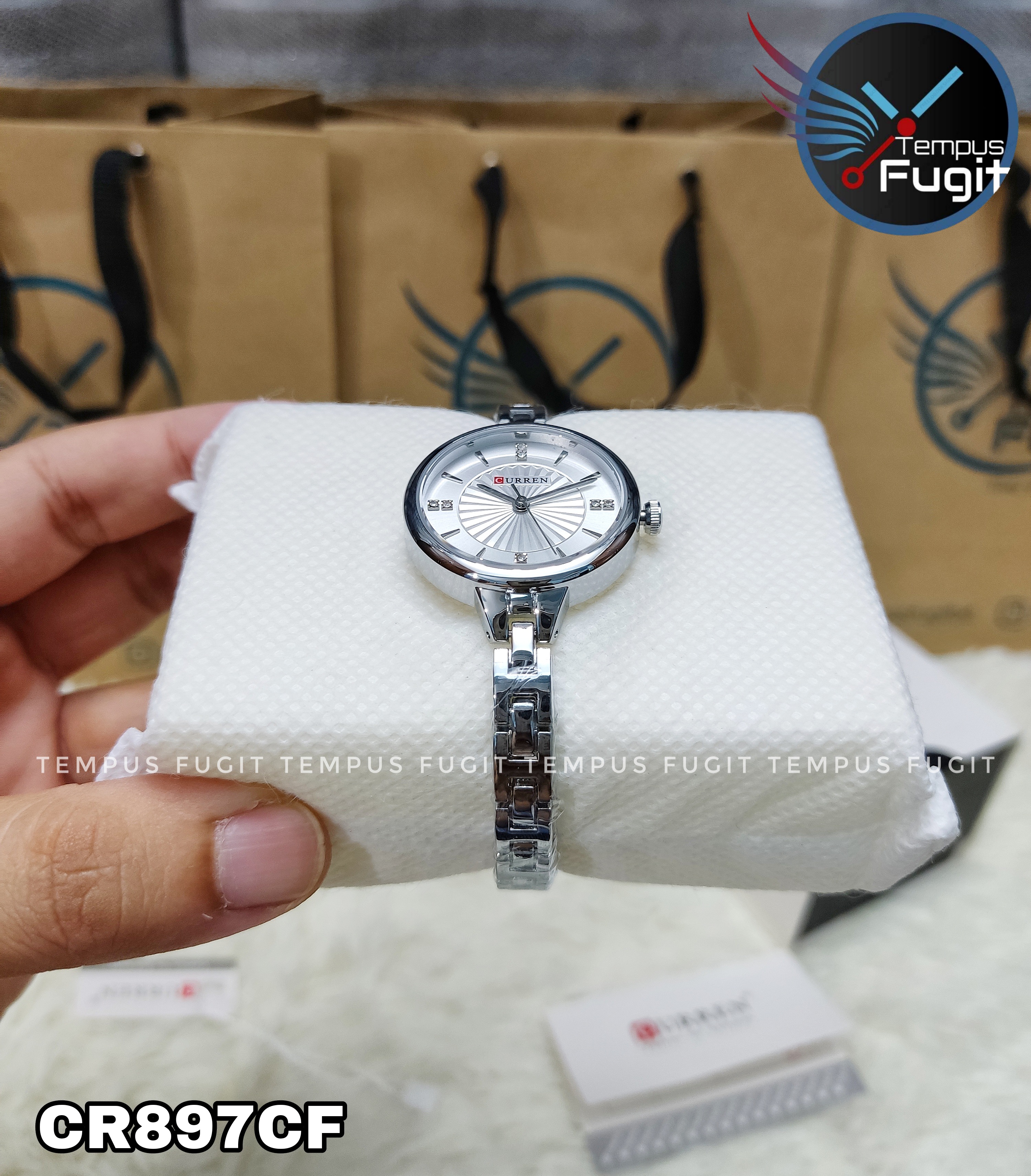 Curren 9097 Ladies Chain Watch- Silver Dial- Silver Bezel- Silver Chain- TF Code CR897CF_img_7