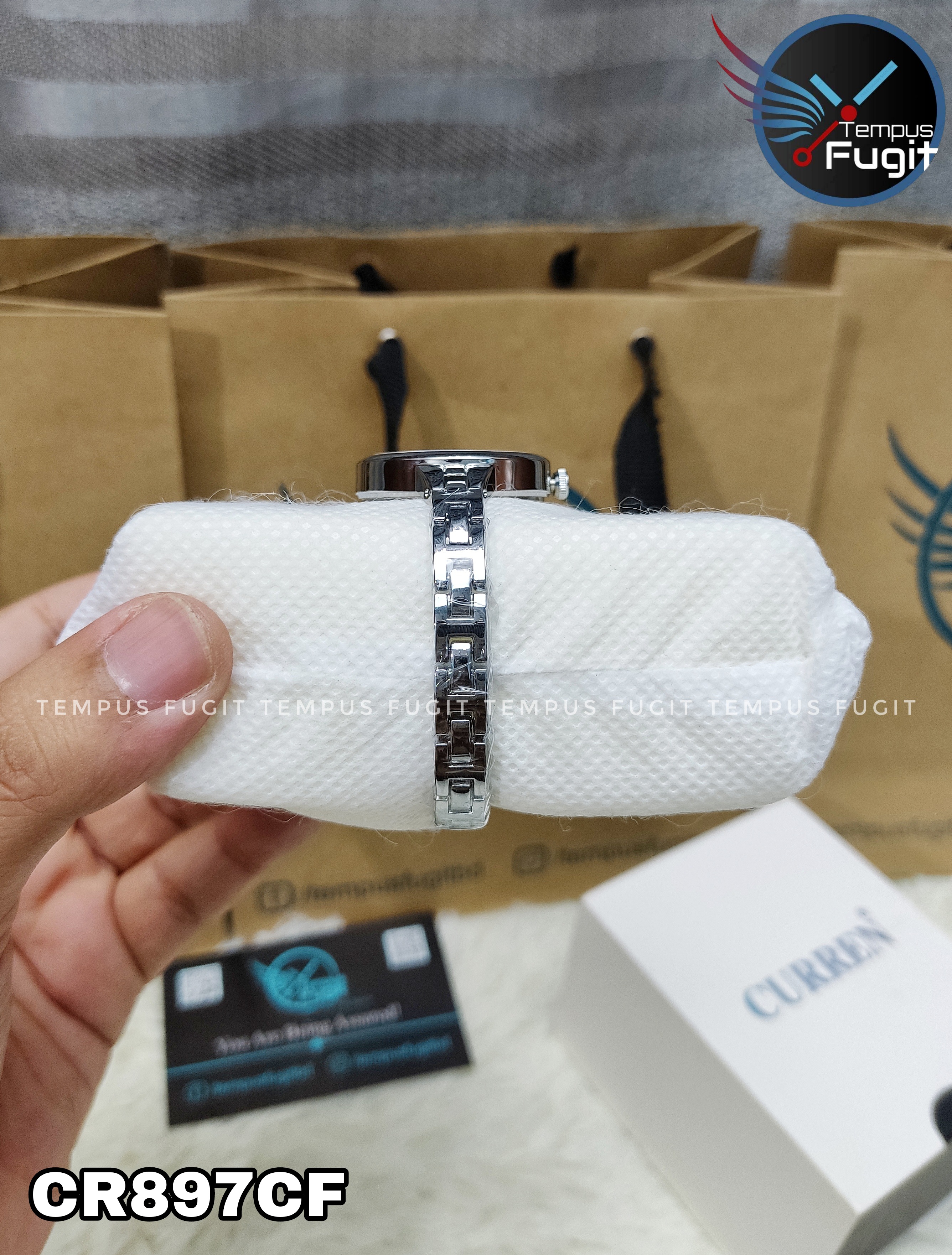 Curren 9097 Ladies Chain Watch- Silver Dial- Silver Bezel- Silver Chain- TF Code CR897CF_img_8