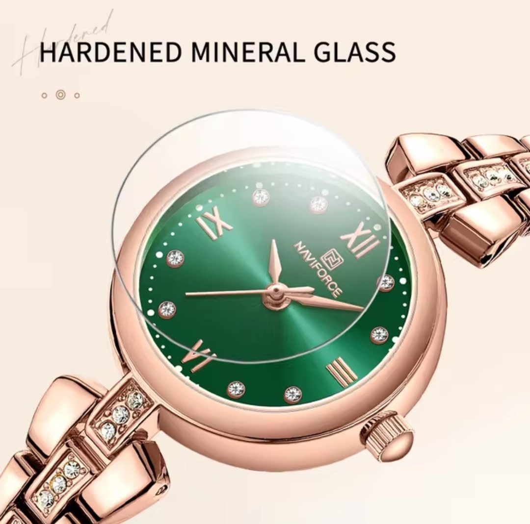 Naviforce 5034 Ladies Chain Watch- Green Dial- Rose Golden Bezel- Rose Golden Chain- TF Code NF926CF_img_6