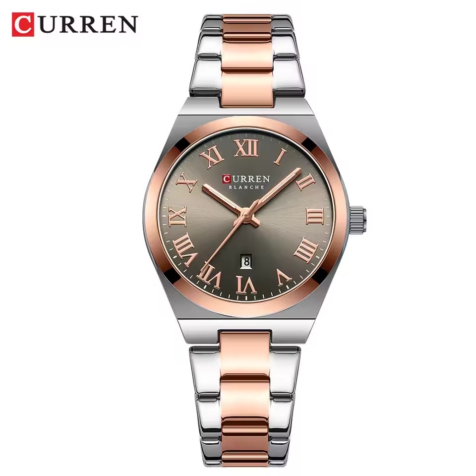 Curren 9095 Ladies Chain Watch- Grey Dial- Rose Golden Bezel- Silver+Rose Golden Chain- TF Code CR901CF_img_0