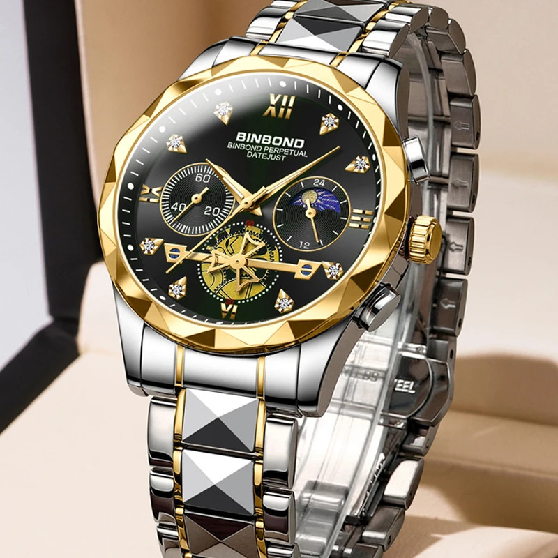 BINBOND B1236 Brand Fashion Tourbillon Dial Quartz Watches Men’s Luxury Stainless Steel_img_0