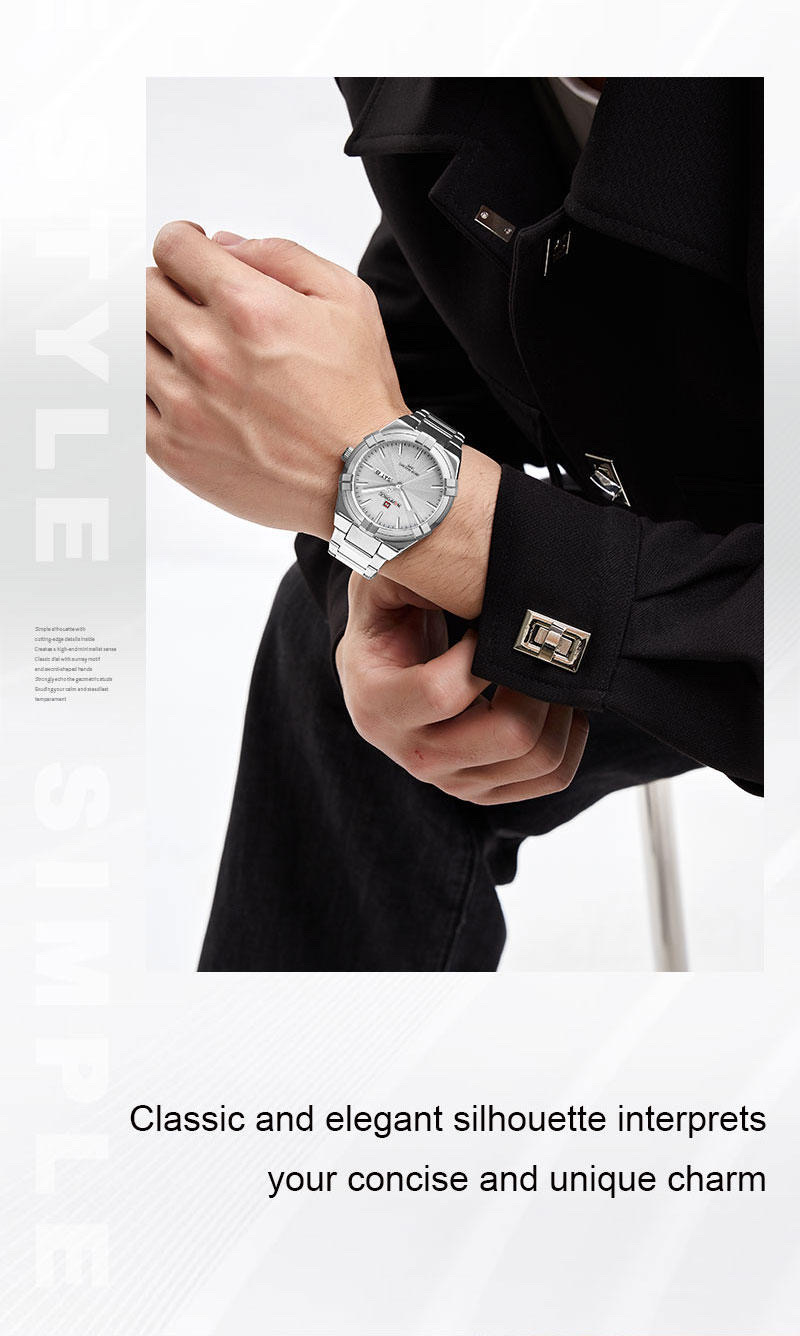 Naviforce 9218 Gents Chain Watch- Silver Dial- Silver- Bezel- Silver Chain- TF Code NF994CM_img_4