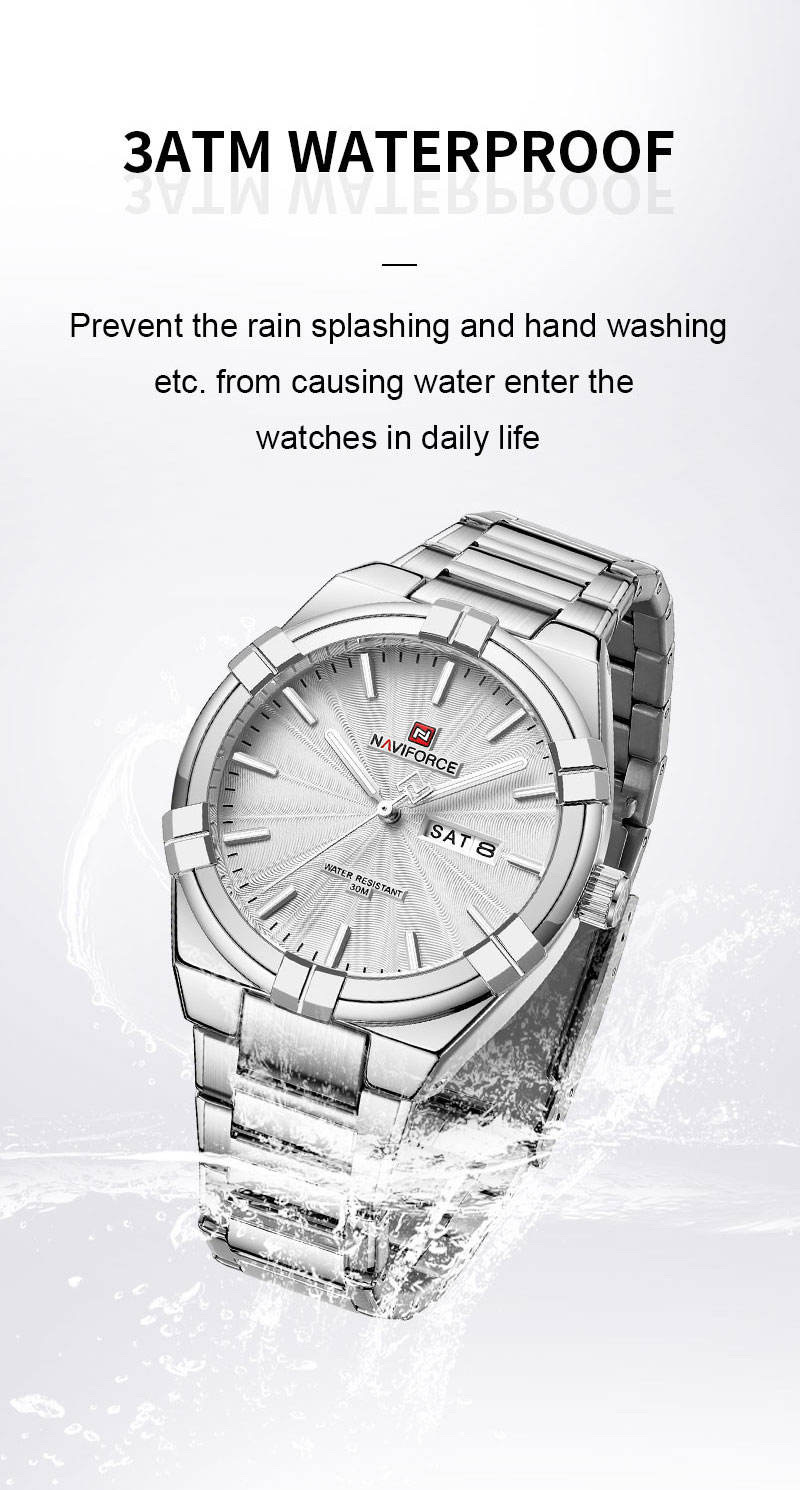 Naviforce 9218 Gents Chain Watch- Silver Dial- Silver- Bezel- Silver Chain- TF Code NF994CM_img_6