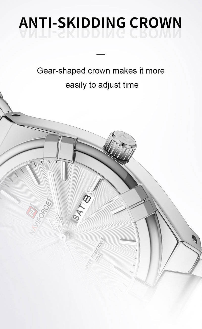 Naviforce 9218 Gents Chain Watch- Silver Dial- Silver- Bezel- Silver Chain- TF Code NF994CM_img_10