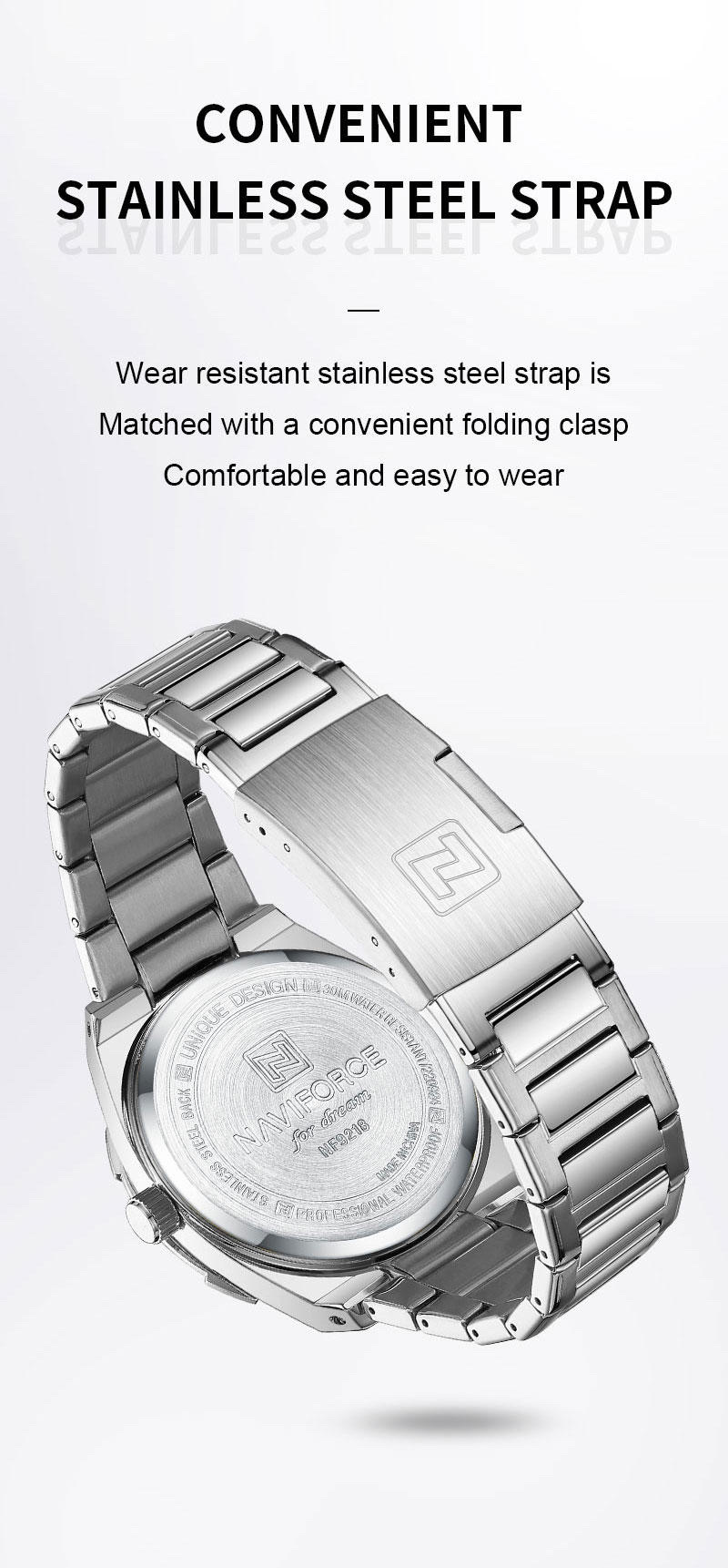 Naviforce 9218 Gents Chain Watch- Silver Dial- Silver- Bezel- Silver Chain- TF Code NF994CM_img_12