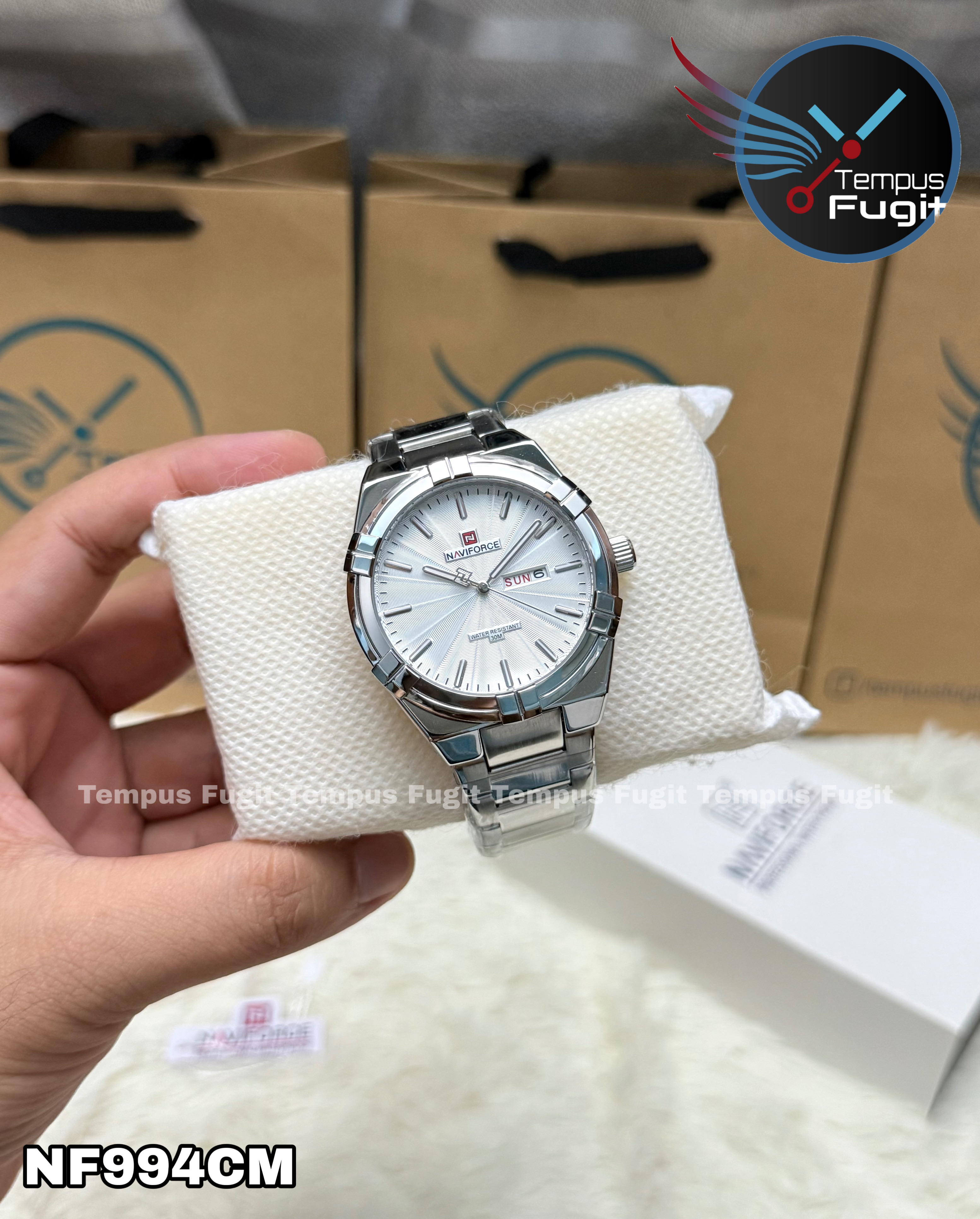 Naviforce 9218 Gents Chain Watch- Silver Dial- Silver- Bezel- Silver Chain- TF Code NF994CM_img_13