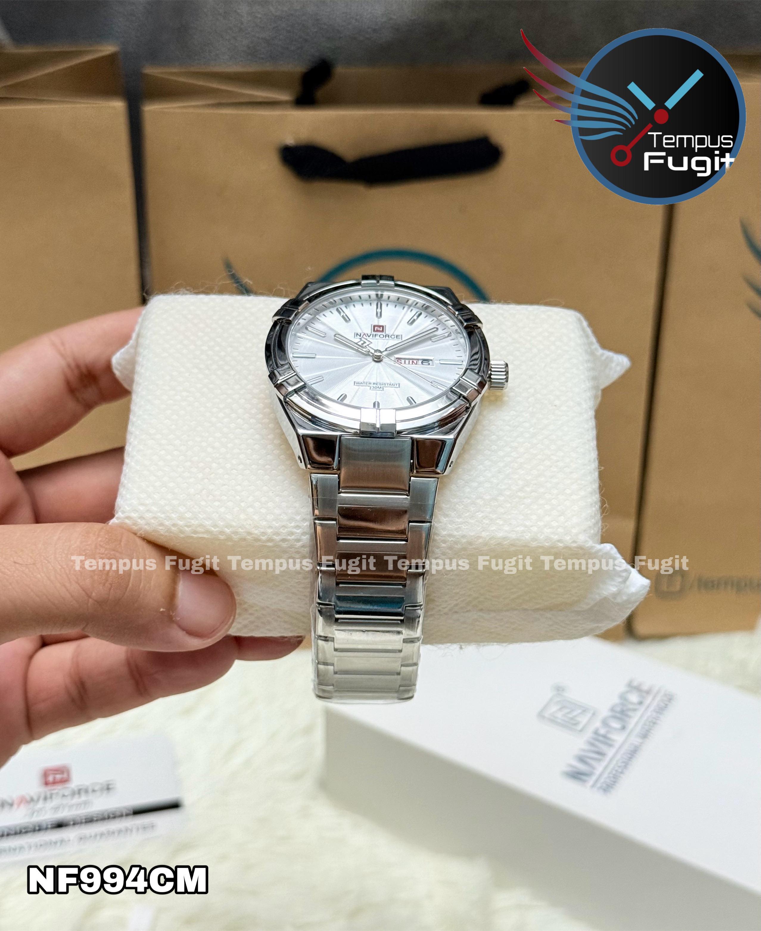 Naviforce 9218 Gents Chain Watch- Silver Dial- Silver- Bezel- Silver Chain- TF Code NF994CM_img_16