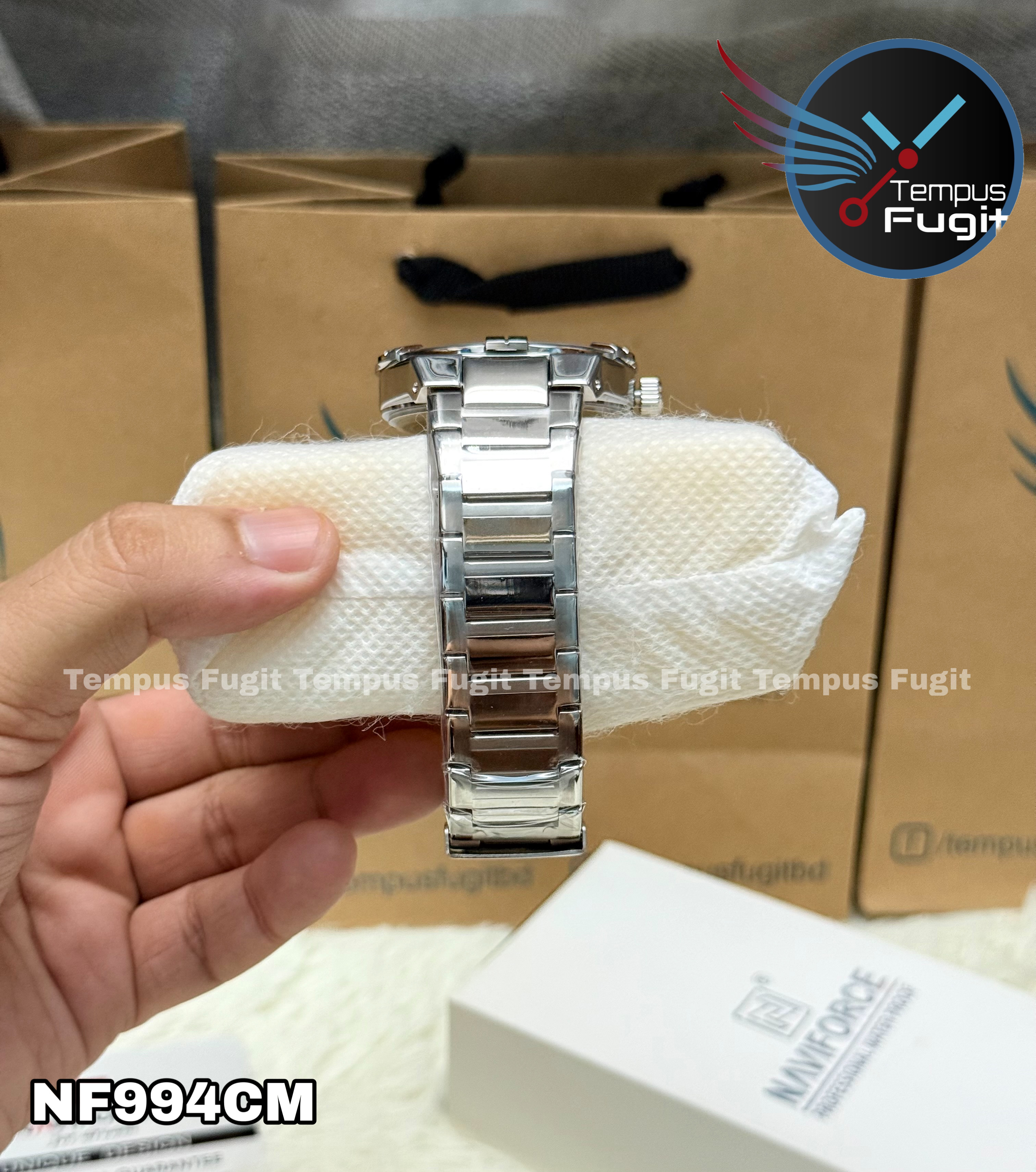 Naviforce 9218 Gents Chain Watch- Silver Dial- Silver- Bezel- Silver Chain- TF Code NF994CM_img_17