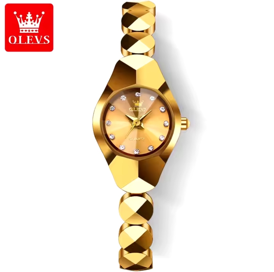 OLEVS 7007 Ladies Chain Watch- Golden Dial- Golden Bezel- Golden Chain- TF Code OL920CF_img_0