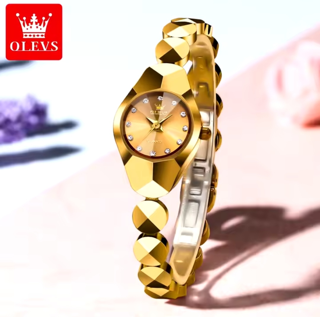 OLEVS 7007 Ladies Chain Watch- Golden Dial- Golden Bezel- Golden Chain- TF Code OL920CF_img_1