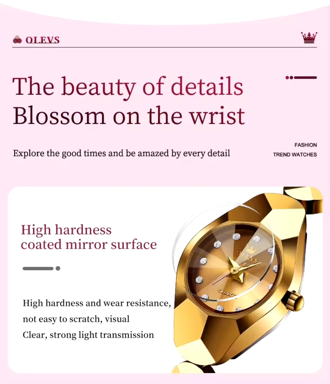 OLEVS 7007 Ladies Chain Watch- Golden Dial- Golden Bezel- Golden Chain- TF Code OL920CF_img_8