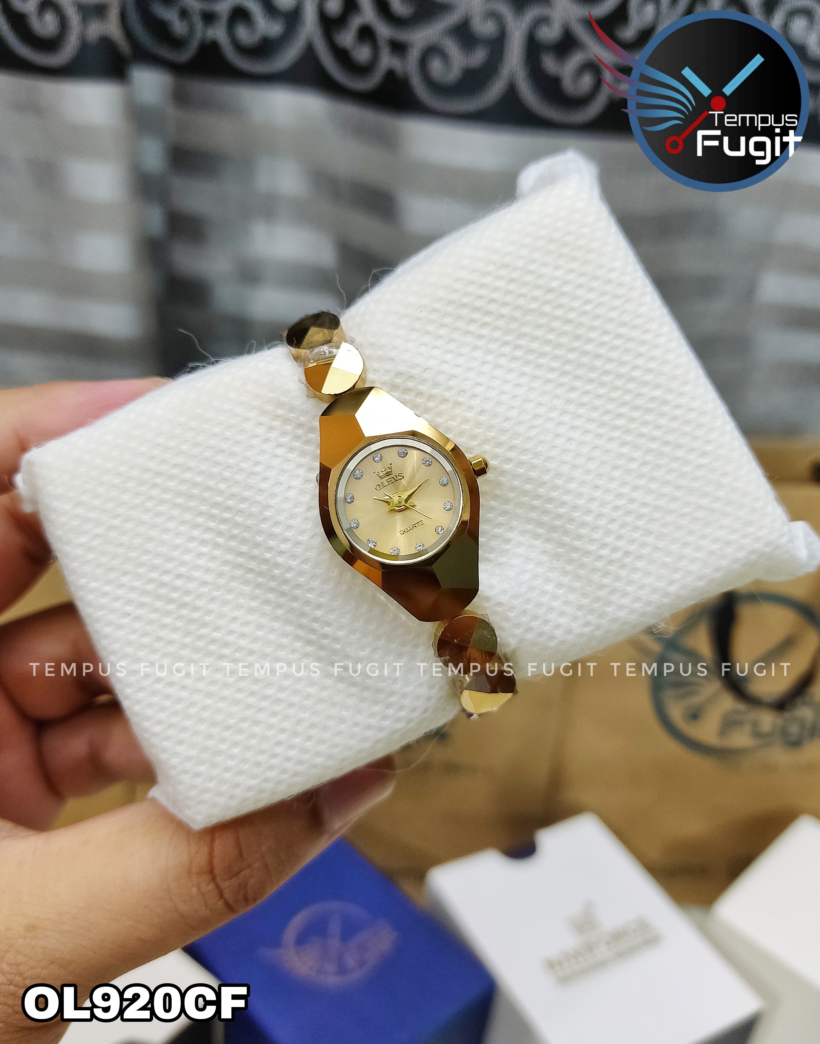 OLEVS 7007 Ladies Chain Watch- Golden Dial- Golden Bezel- Golden Chain- TF Code OL920CF_img_12