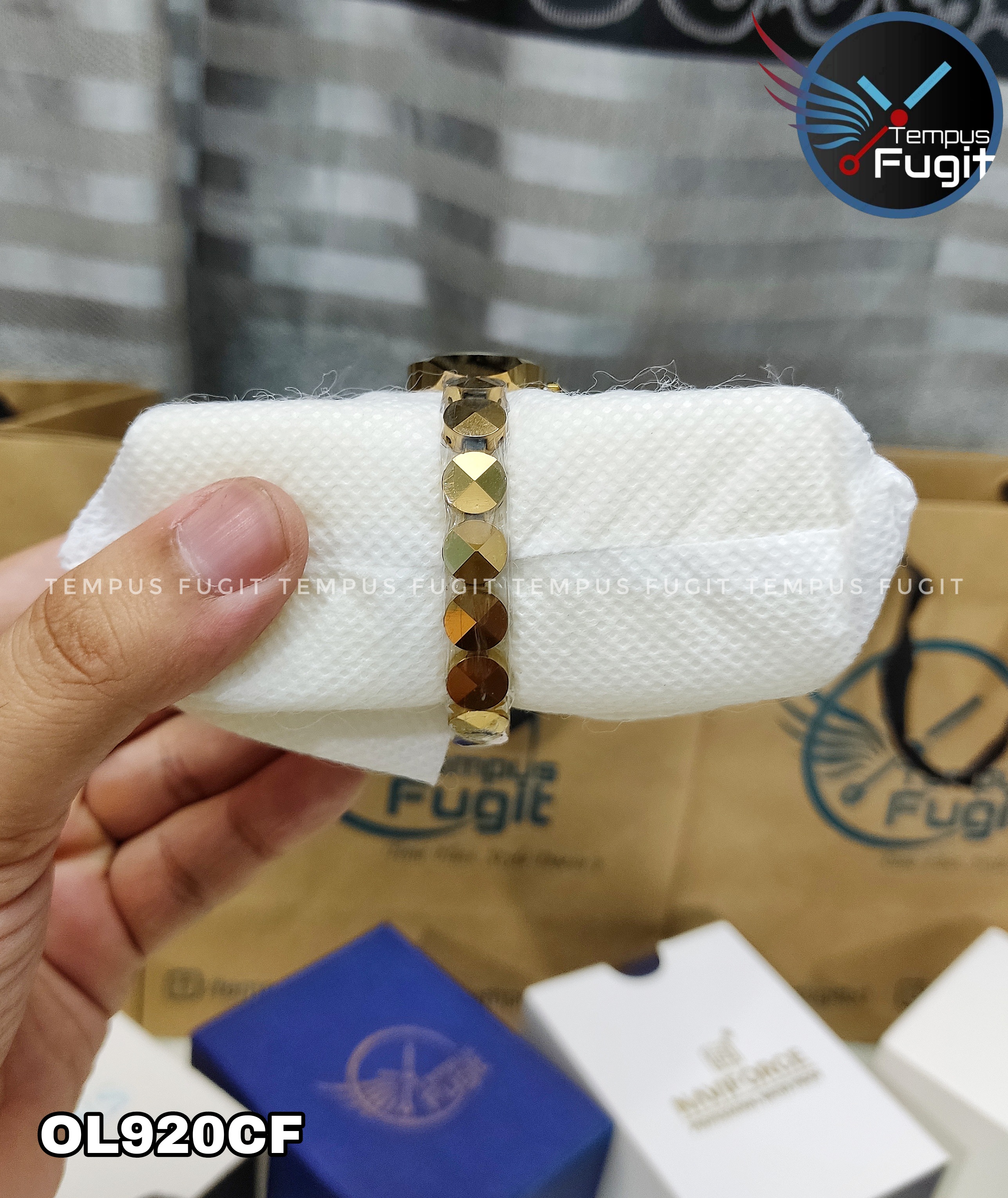 OLEVS 7007 Ladies Chain Watch- Golden Dial- Golden Bezel- Golden Chain- TF Code OL920CF_img_15