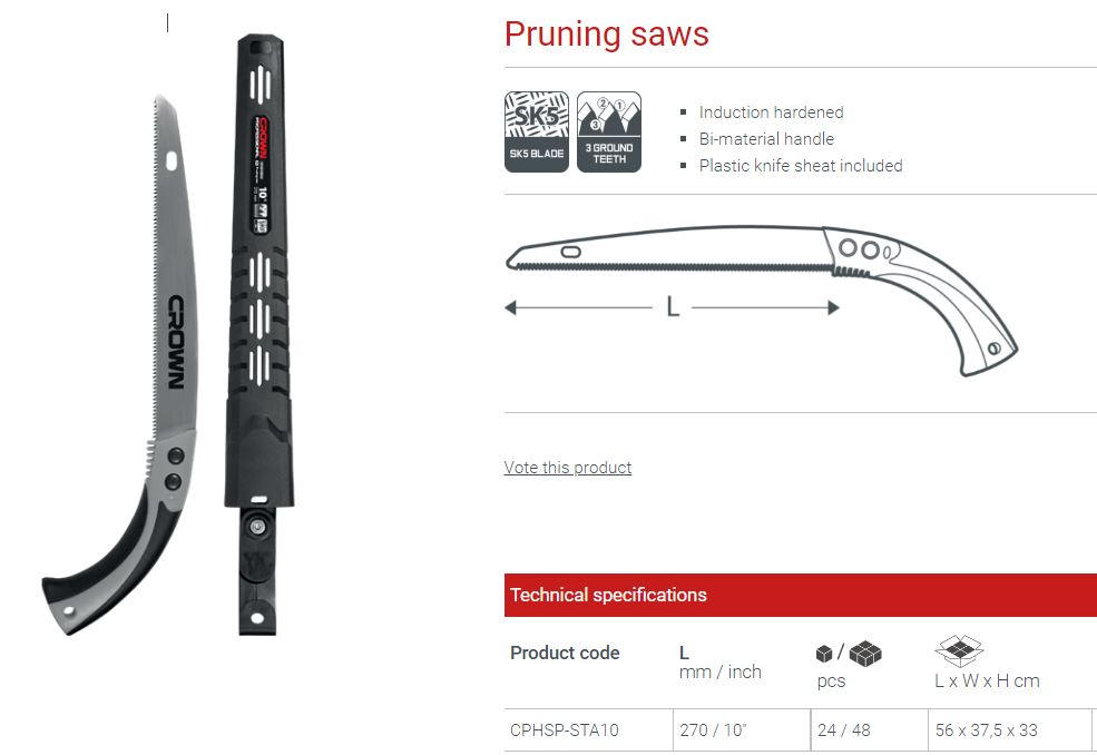 CROWN 10" Professional Pruning saw, 8T, SK5, 270mm; CPHSP-STA10_img_2