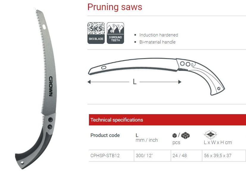 Crown 12" Pruning Saw ( Lopping Saw ), 6T, SK5, 300mm; CPHSP-STB12_img_3