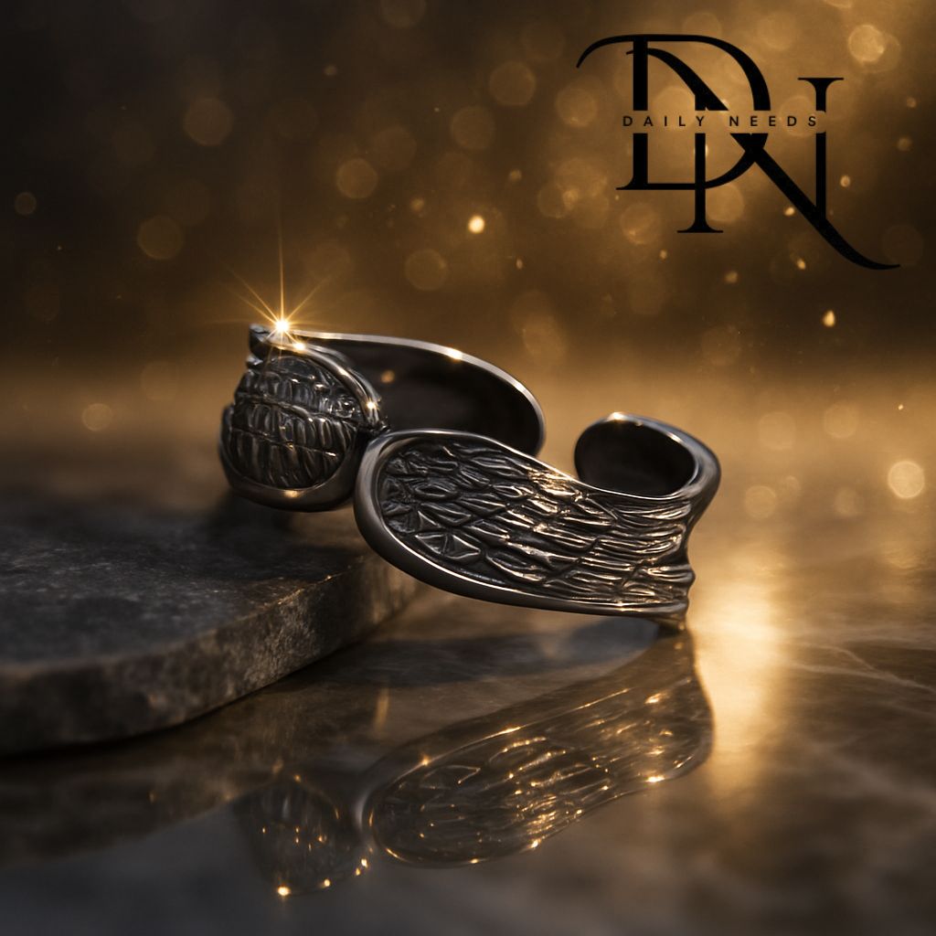 Black Wing Adjustable Ring for Men & Women | Stylish Gothic Finger Ring