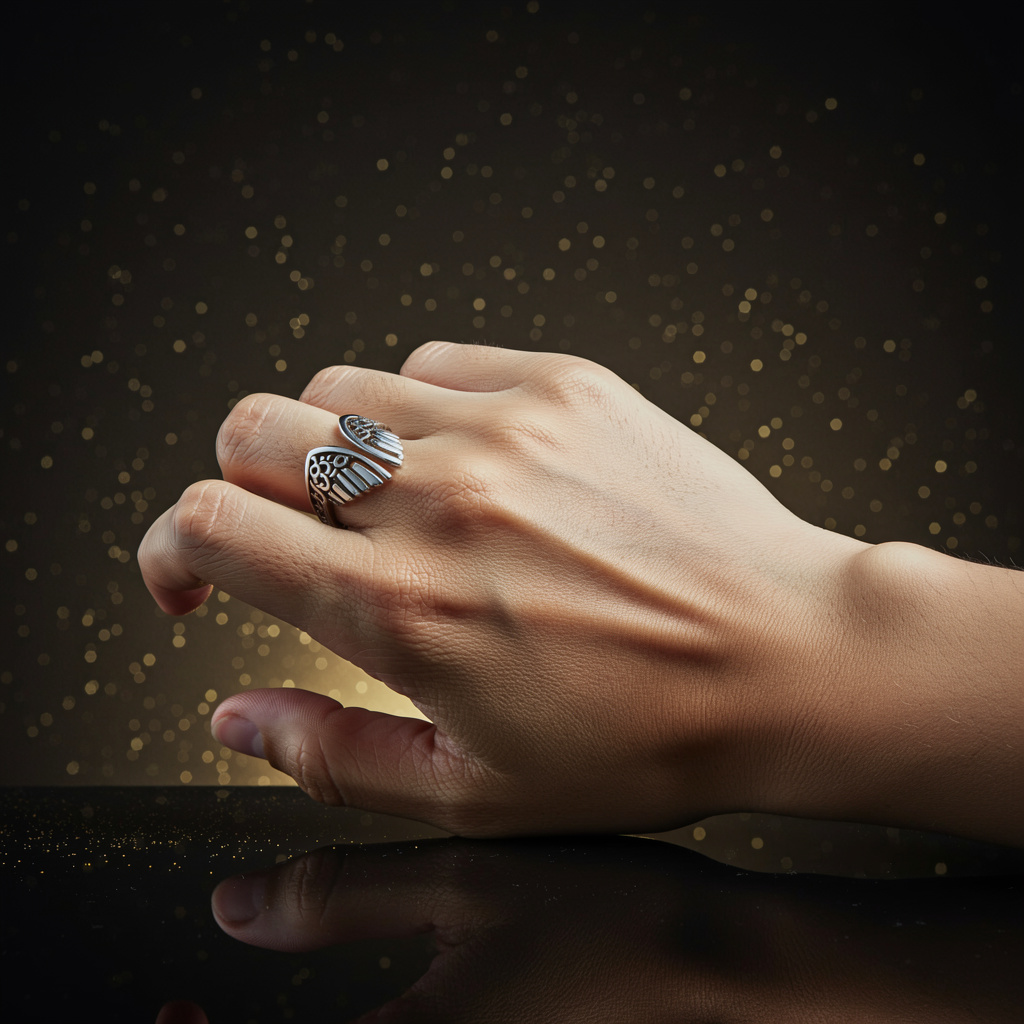 Silver Big Wing Adjustable Ring for Men & Women | Unisex Statement Finger Ring_img_2