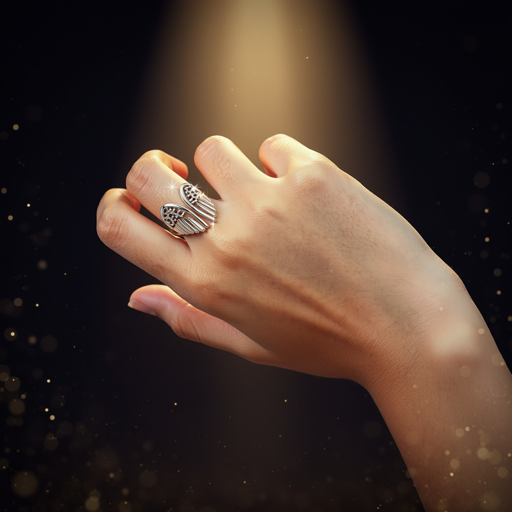 Silver Big Wing Adjustable Ring for Men & Women | Unisex Statement Finger Ring_img_1