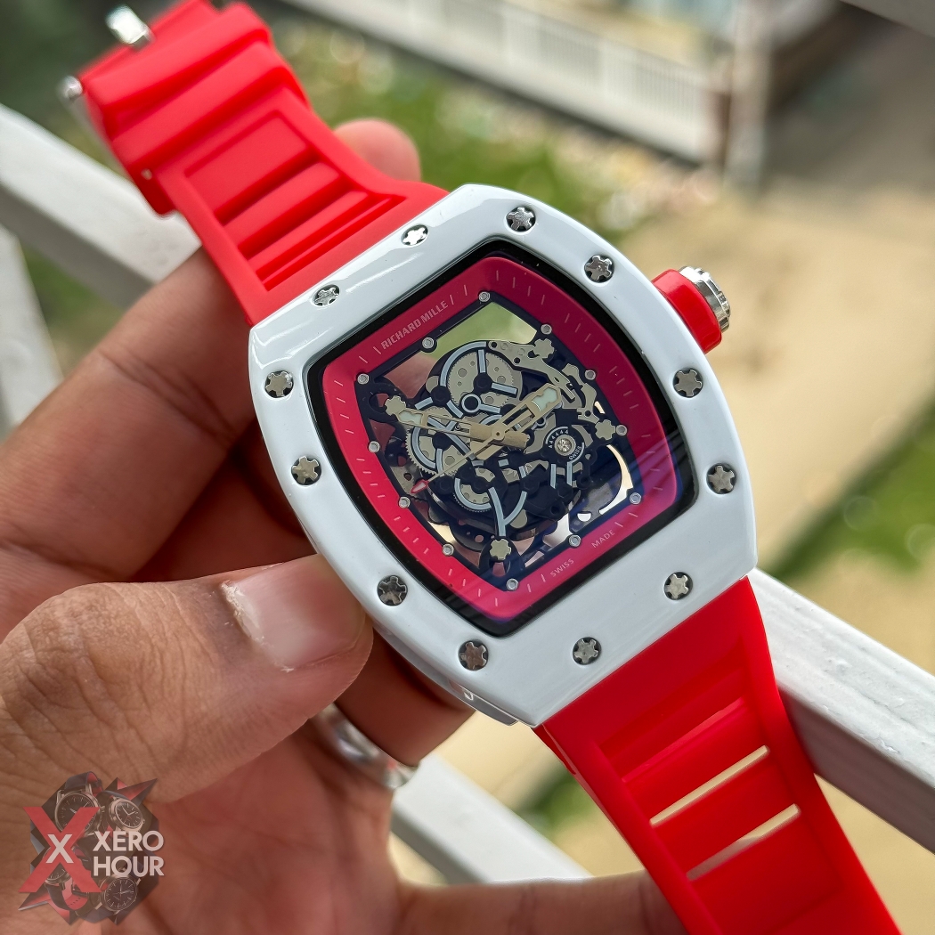 Richard Mille Buba Edition | White Dial Red Strap silicon