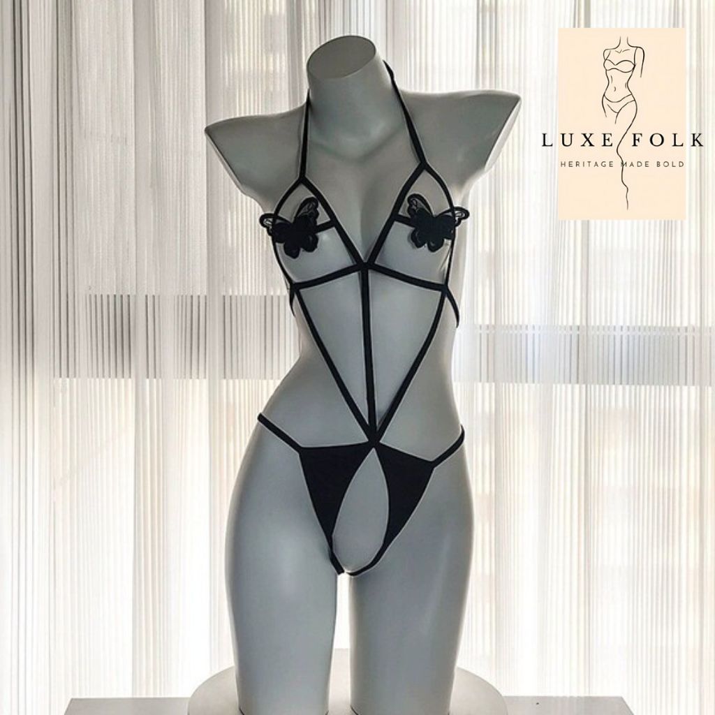 Black See-Through One-Piece Lingerie for Women | Ultra-Thin Sexy Siamese Bodysuit with Fishnet Stockings_img_3