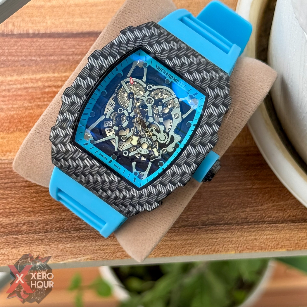 Richard Mille Carbon Edition | Black Dial  Sky Blue Silicon strap_img_5