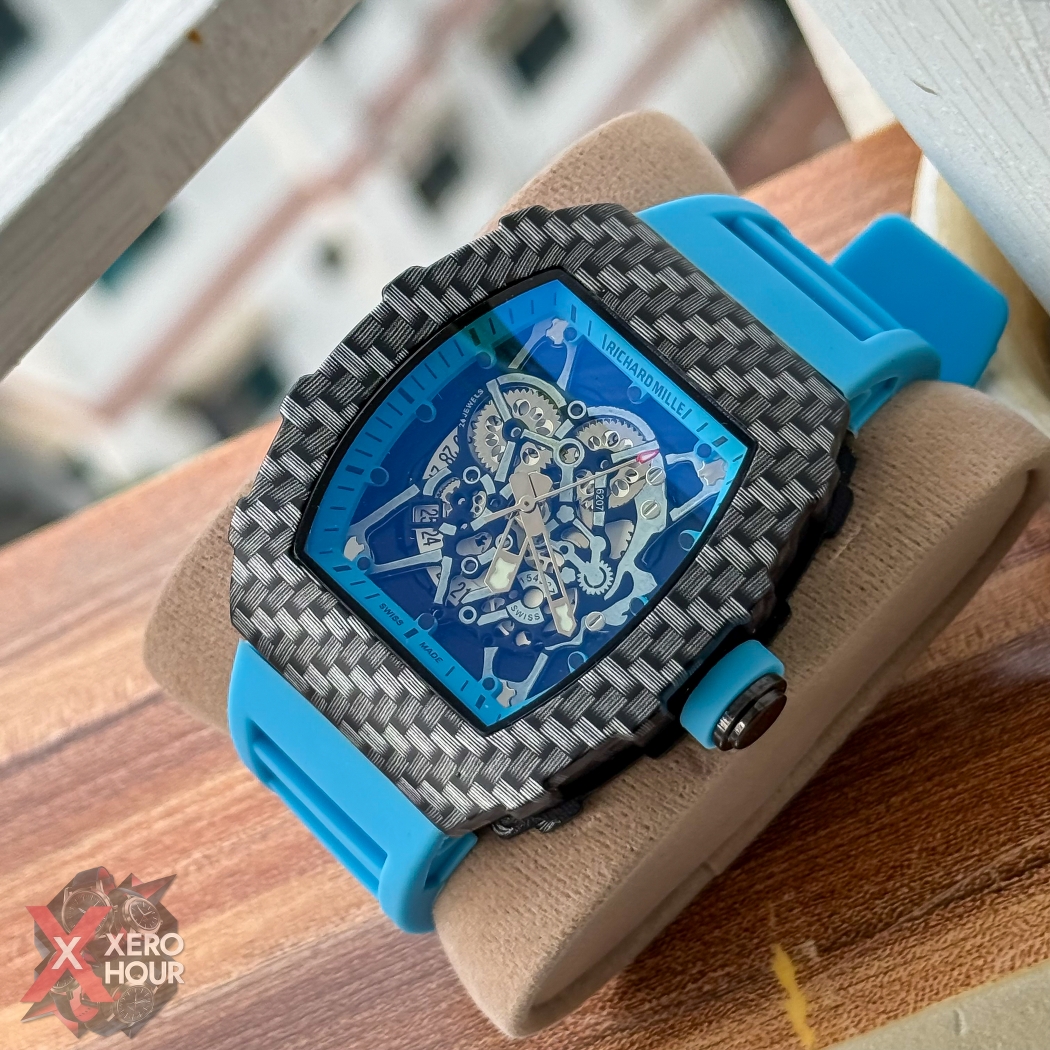 Richard Mille Carbon Edition | Black Dial  Sky Blue Silicon strap_img_6