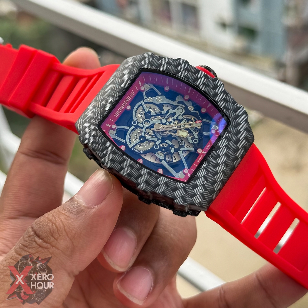 Richard Mille Carbon Edition | Black Dial Red Silicon Strap_img_1