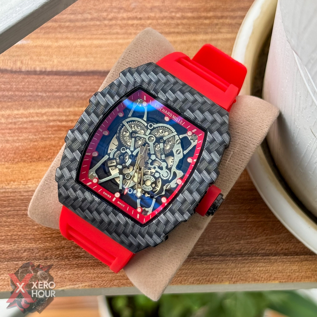 Richard Mille Carbon Edition | Black Dial Red Silicon Strap_img_5