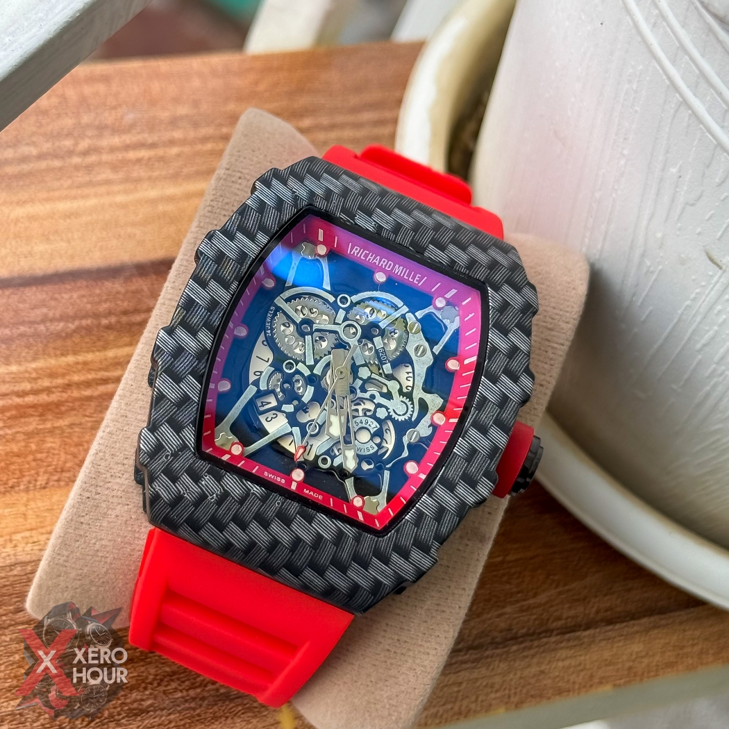 Richard Mille Carbon Edition | Black Dial Red Silicon Strap_img_6