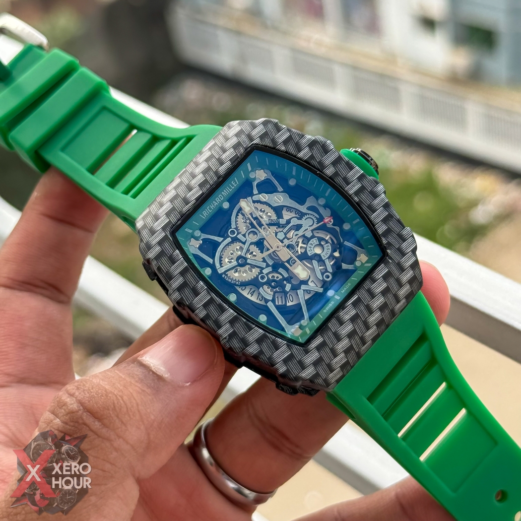 Richard Mille Carbon Edition | Black Dial Green Silicon Strap
