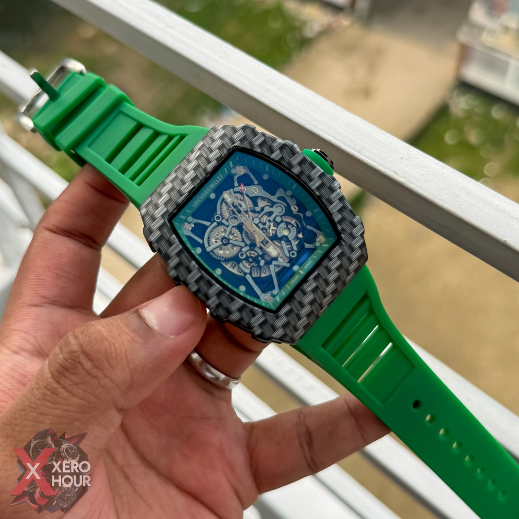 Richard Mille Carbon Edition | Black Dial Green Silicon Strap_img_7