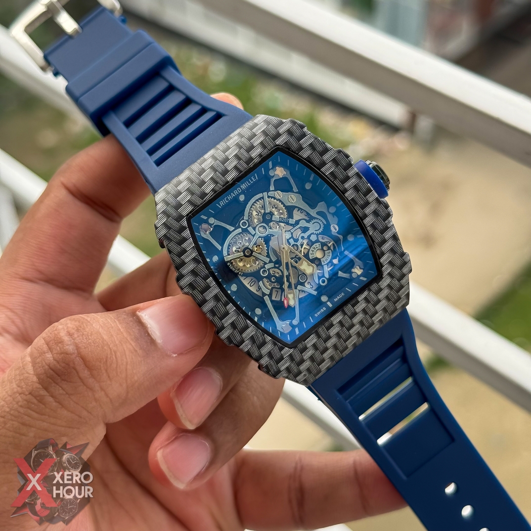 Richard Mille Carbon Edition | Black Dial  Deep Blue Silicon strap