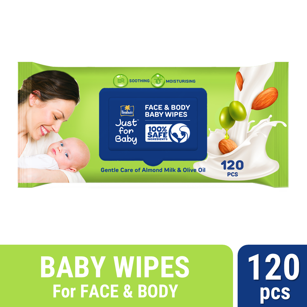 Parachute Just For Baby - Baby Face & Body Wipes 120pcs (MRP: 285 Tk)