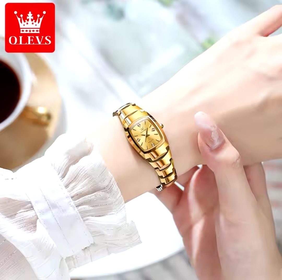 OLEVS 7006 Ladies Chain Watch- Golden Dial- Golden Bezel- Golden Chain- TF Code OL929CF_img_2