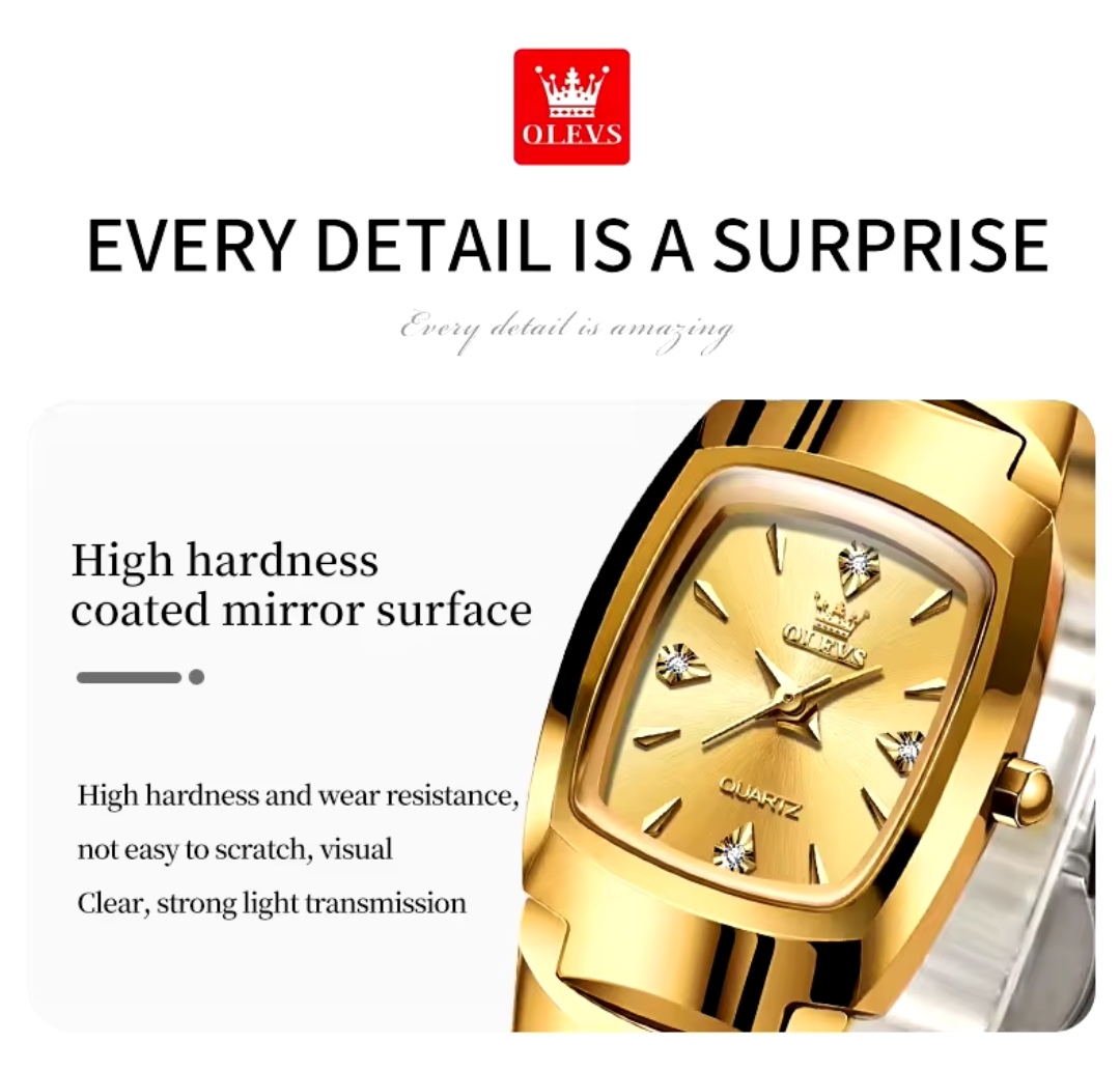 OLEVS 7006 Ladies Chain Watch- Golden Dial- Golden Bezel- Golden Chain- TF Code OL929CF_img_6