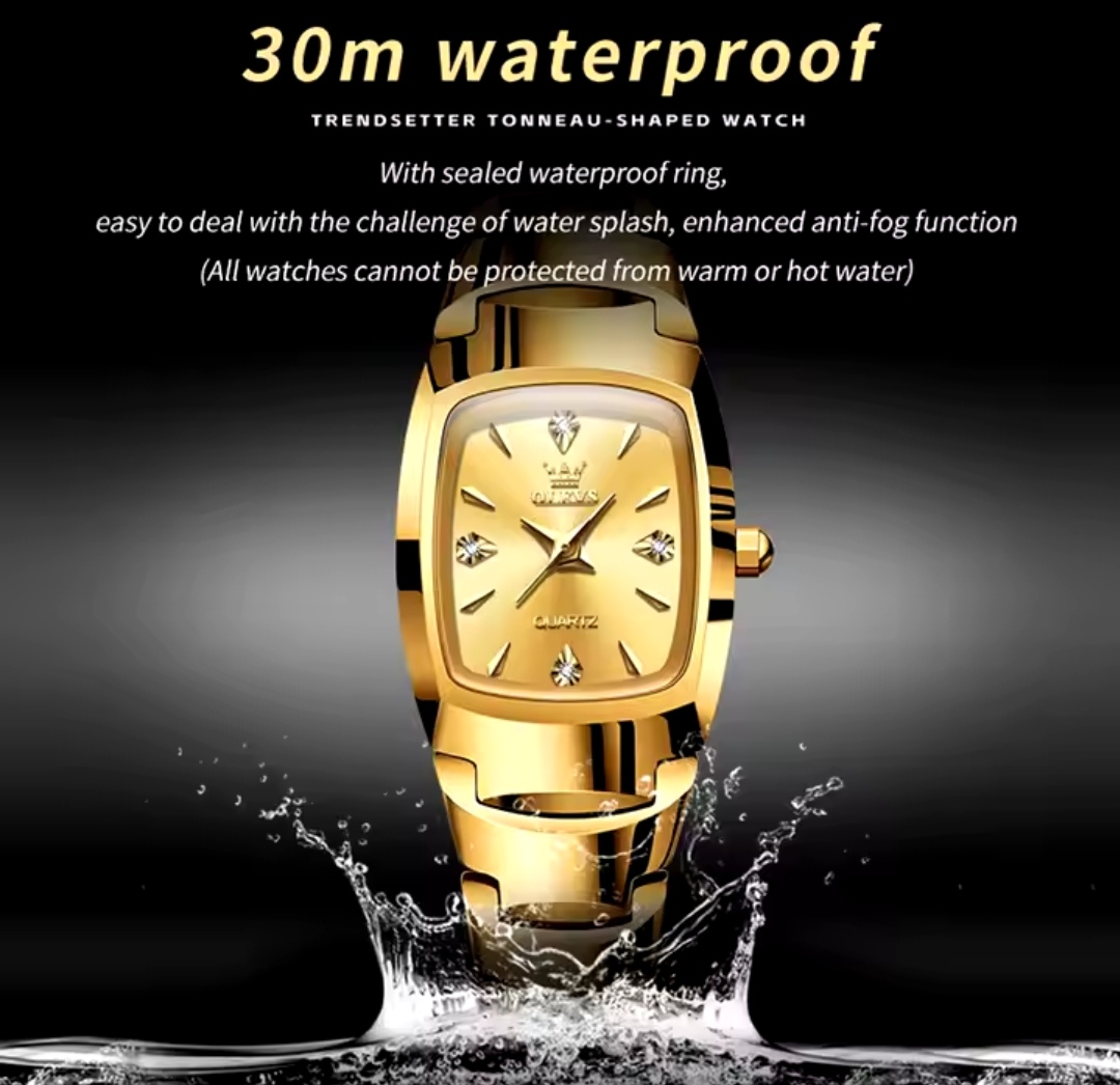 OLEVS 7006 Ladies Chain Watch- Golden Dial- Golden Bezel- Golden Chain- TF Code OL929CF_img_9