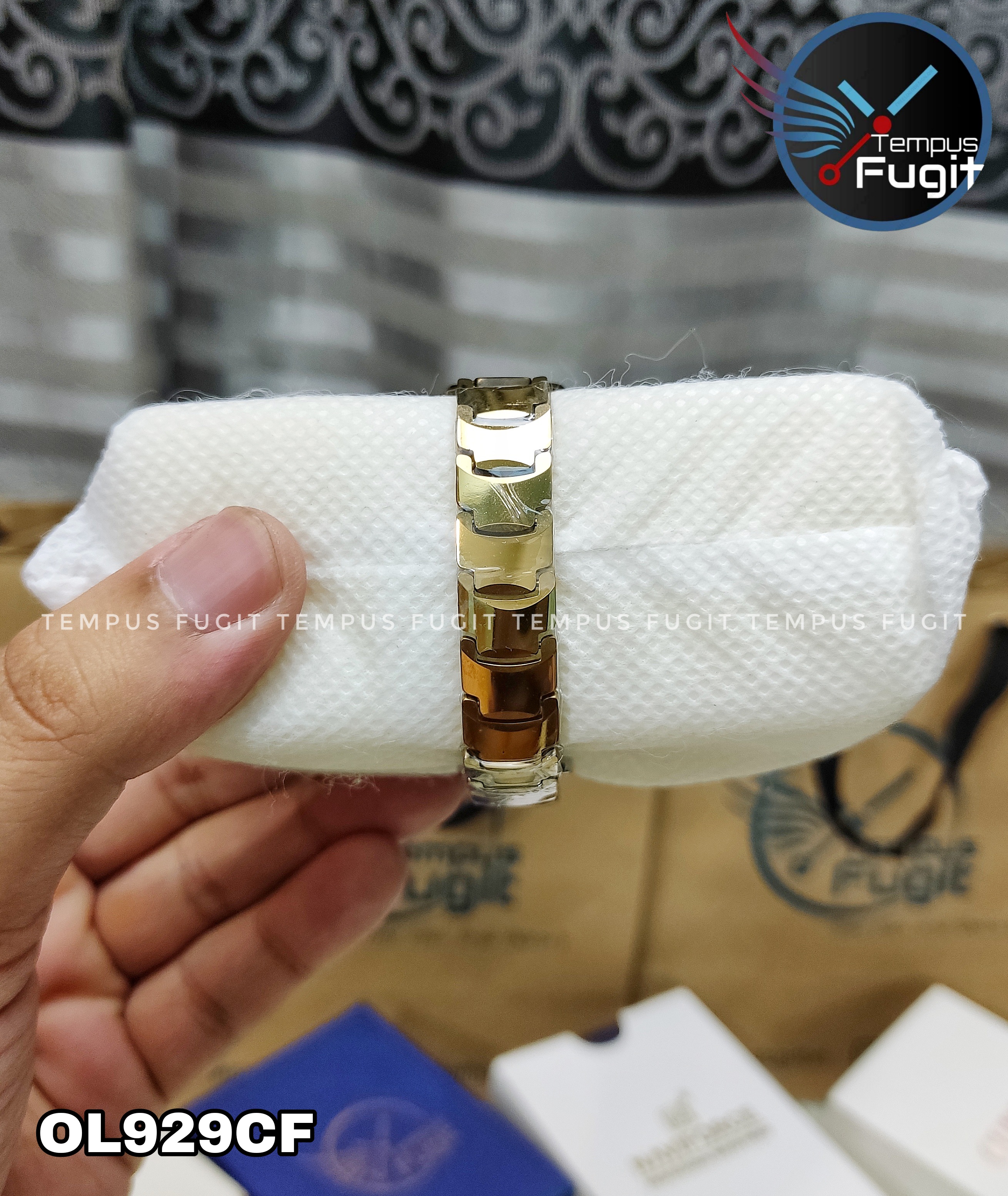 OLEVS 7006 Ladies Chain Watch- Golden Dial- Golden Bezel- Golden Chain- TF Code OL929CF_img_14