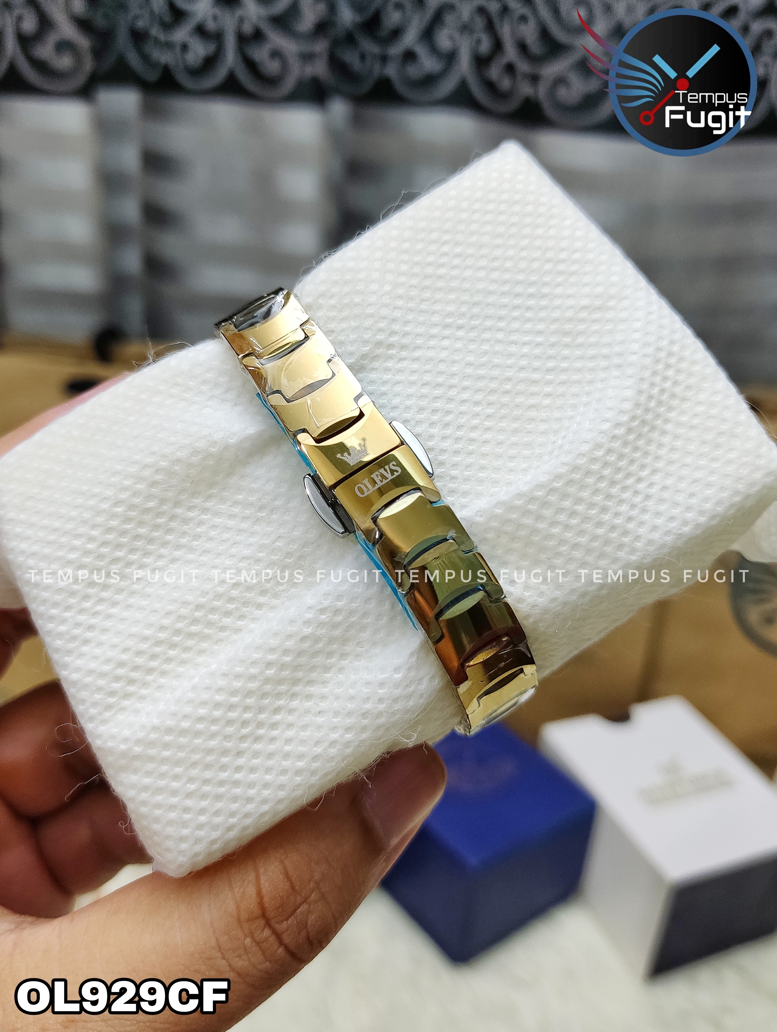 OLEVS 7006 Ladies Chain Watch- Golden Dial- Golden Bezel- Golden Chain- TF Code OL929CF_img_16