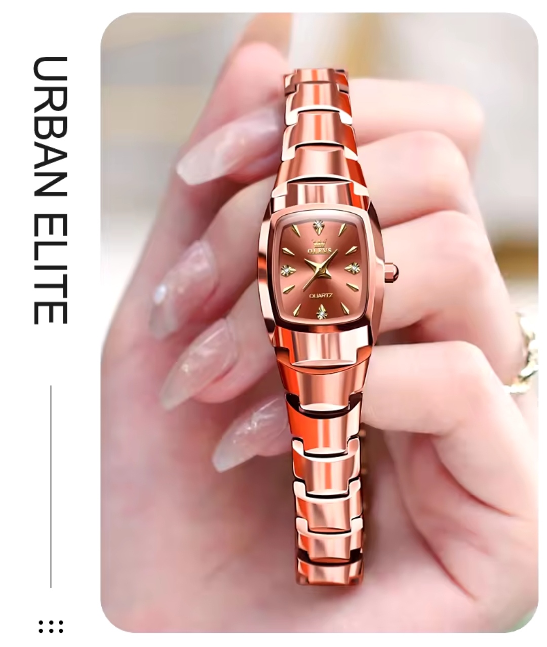 OLEVS 7006 Ladies Chain Watch- Coffee Dial- Coffee Bezel- Coffee Chain- TF Code OL921CF_img_3