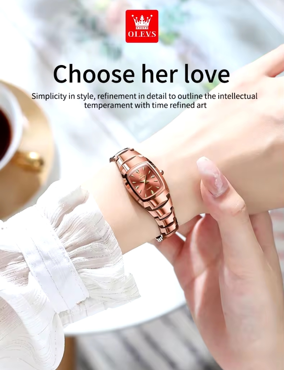OLEVS 7006 Ladies Chain Watch- Coffee Dial- Coffee Bezel- Coffee Chain- TF Code OL921CF_img_4